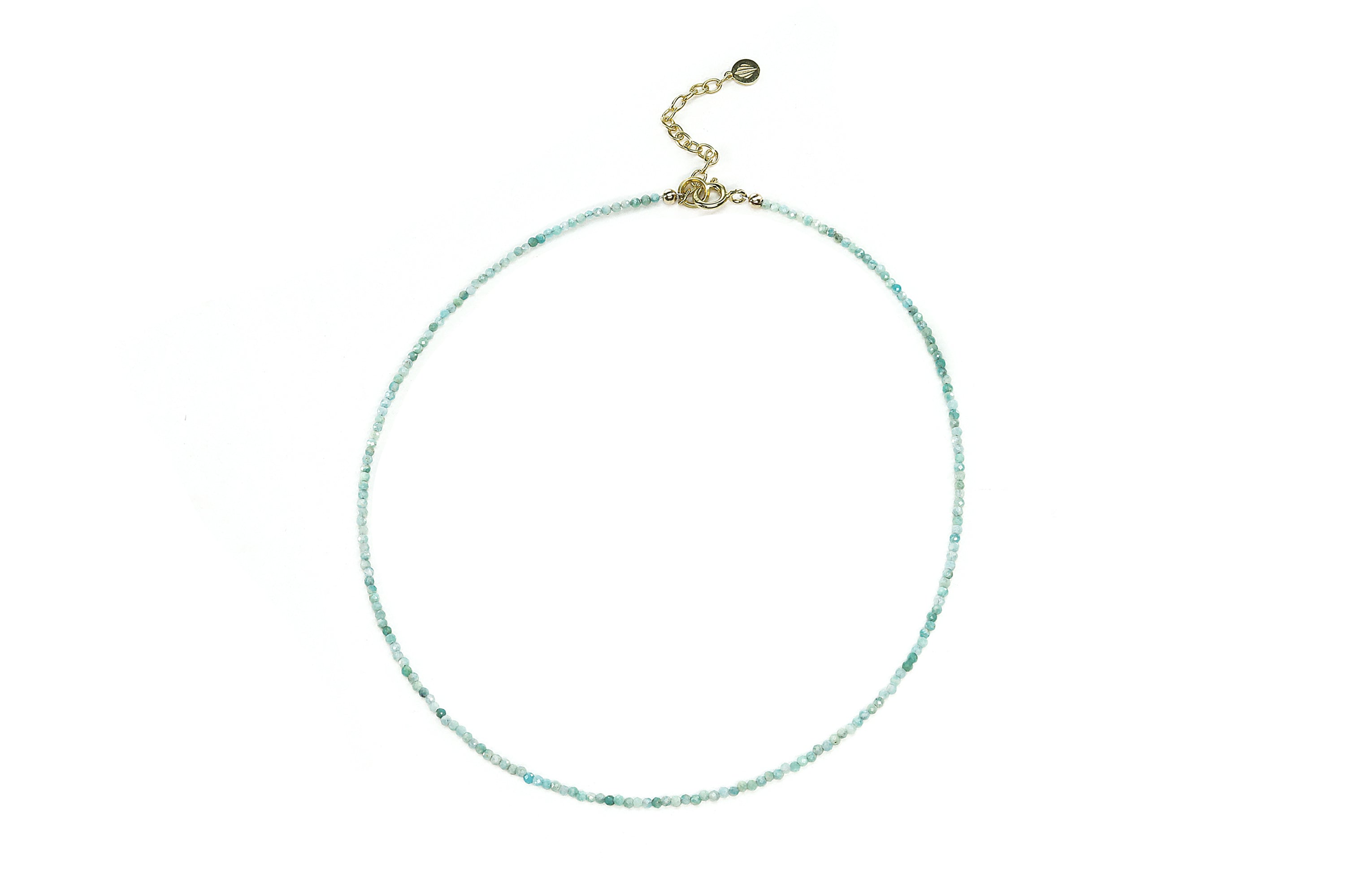 Minimalist 2mm Amazonite Beaded Necklace with Gold Clasp necklaces Anemone Unique