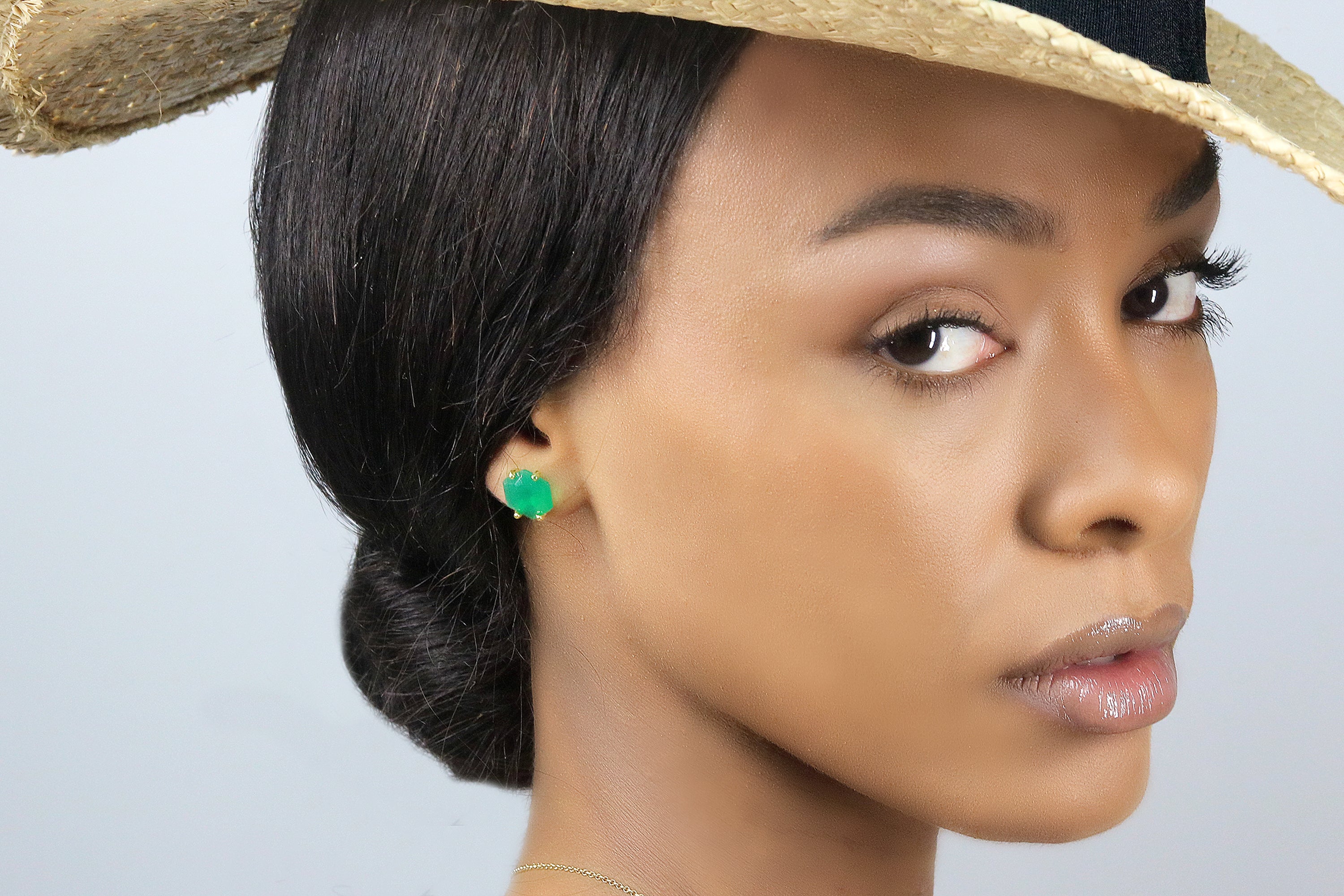 Green Onyx Gold Filled Stud Earrings Earrings Anemone Unique