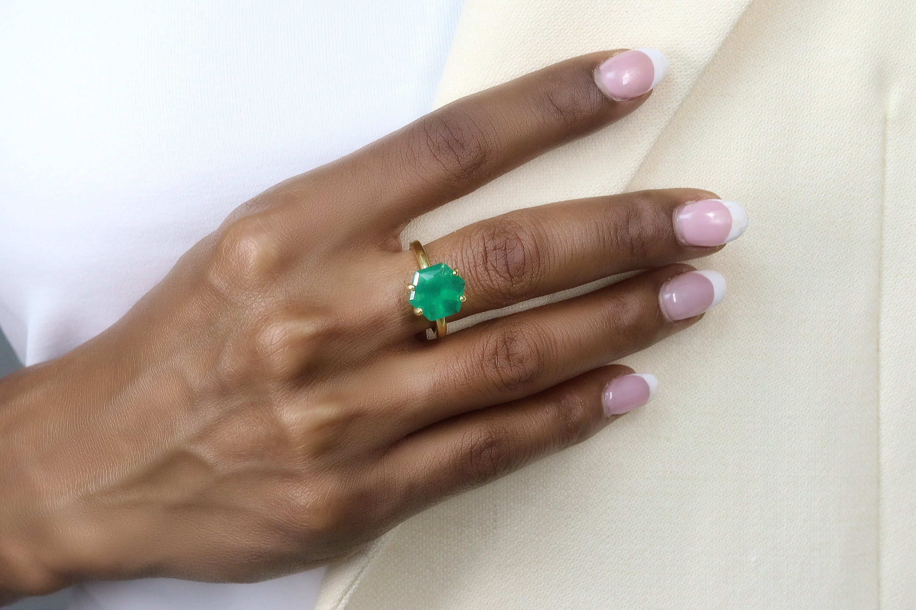 Artisan Green Emerald Gold Filled Ring Rings Anemone Unique