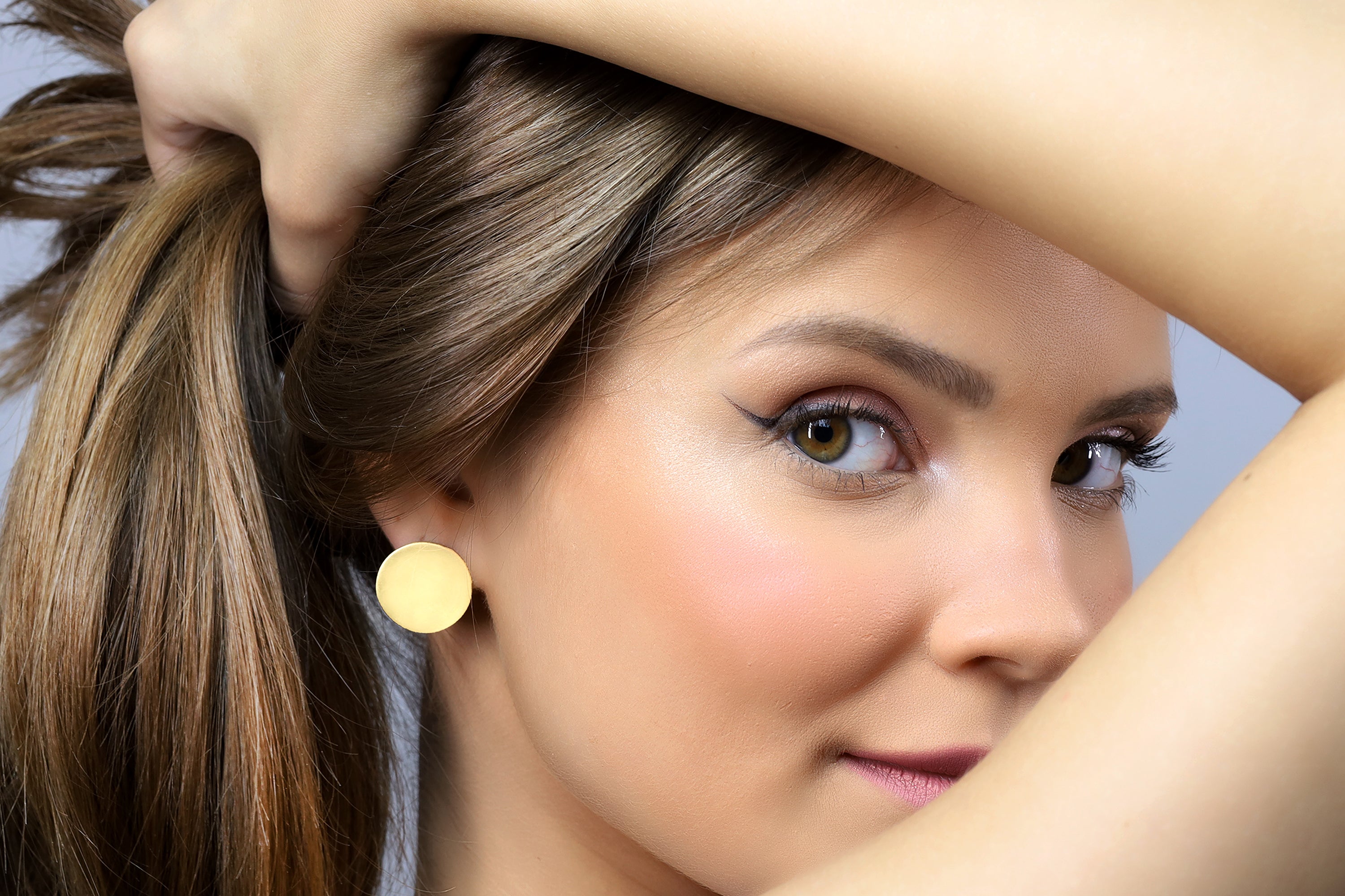 14k Gold Round Coin Stud Earrings Earrings Anemone Jewelry