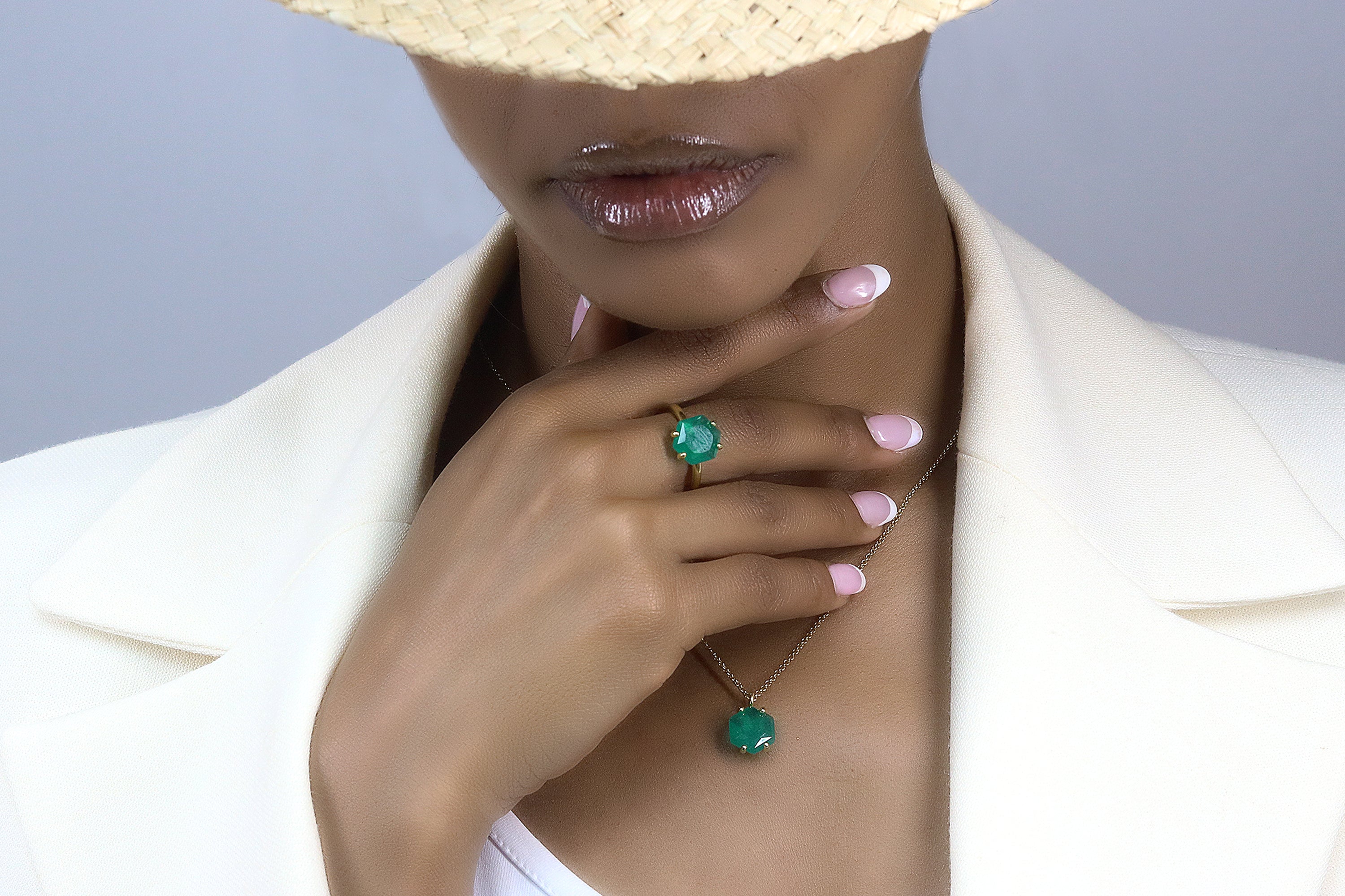 Artisan Green Emerald Gold Filled Ring Rings Anemone Unique