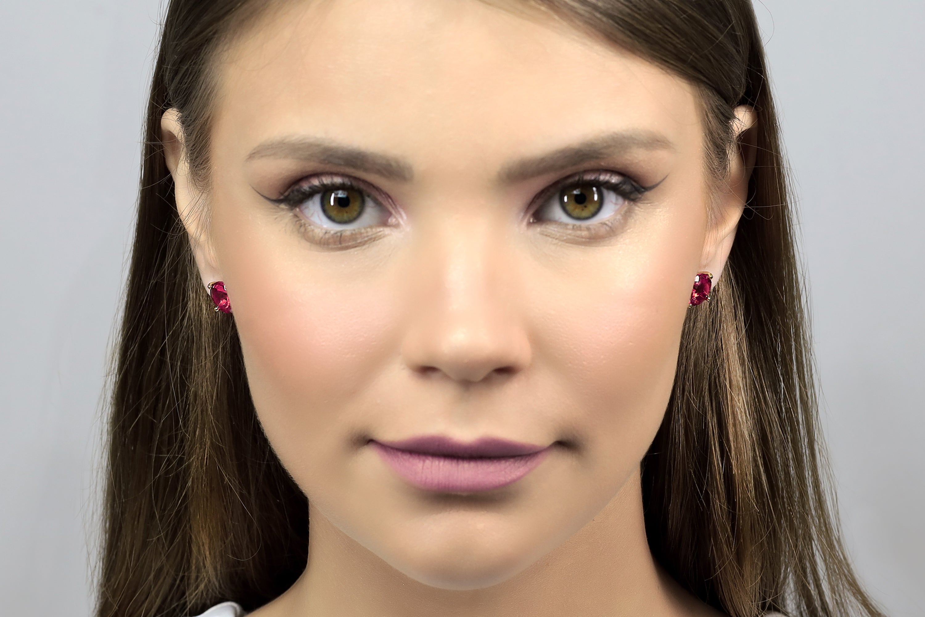 Pink Tourmaline Round Cut Gold Stud Earrings Earrings Anemone Unique