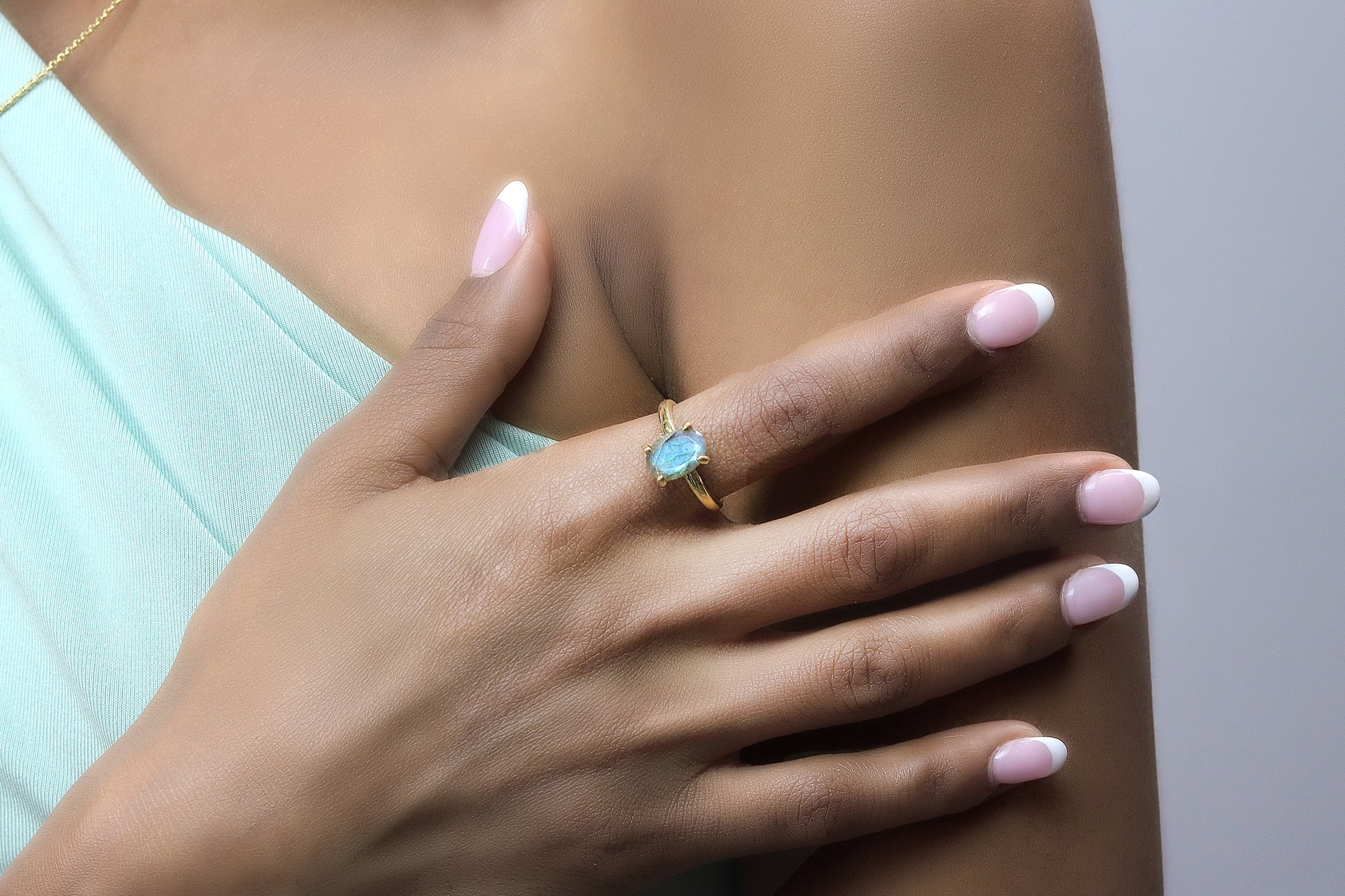 Oval Labradorite Ring in Gold Rings Anemone Unique
