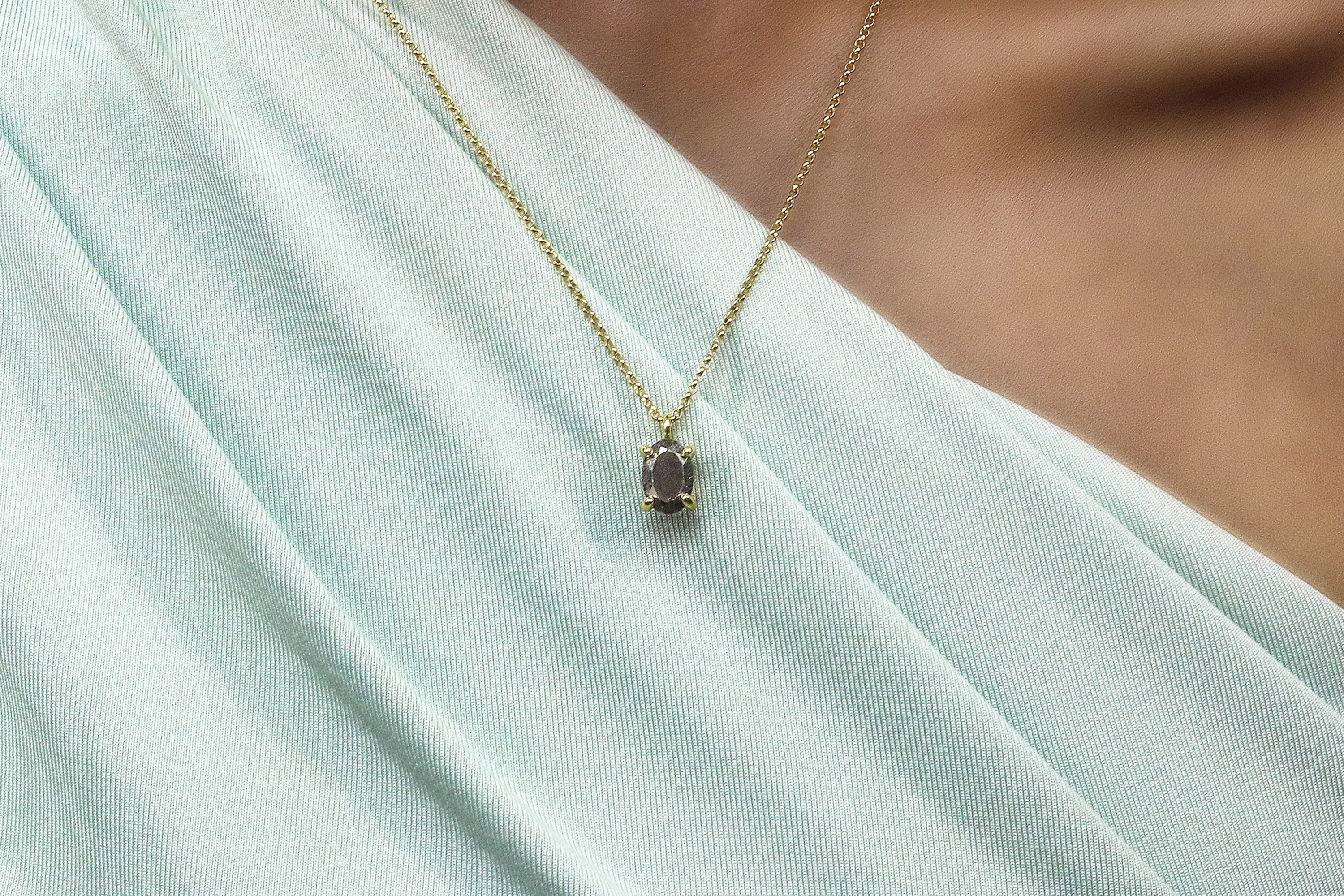 Oval Iron Pyrite Gem Silver Necklace necklaces Anemone Unique