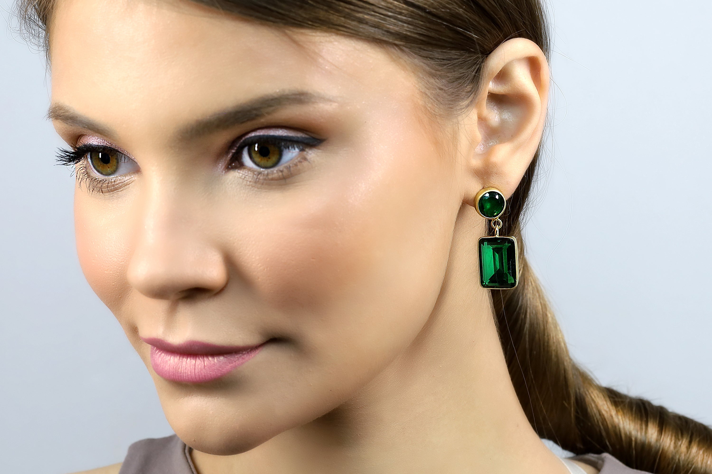 Sterling Silver Multi-Stone Emerald Dangle Earrings Earrings Anemone Limited