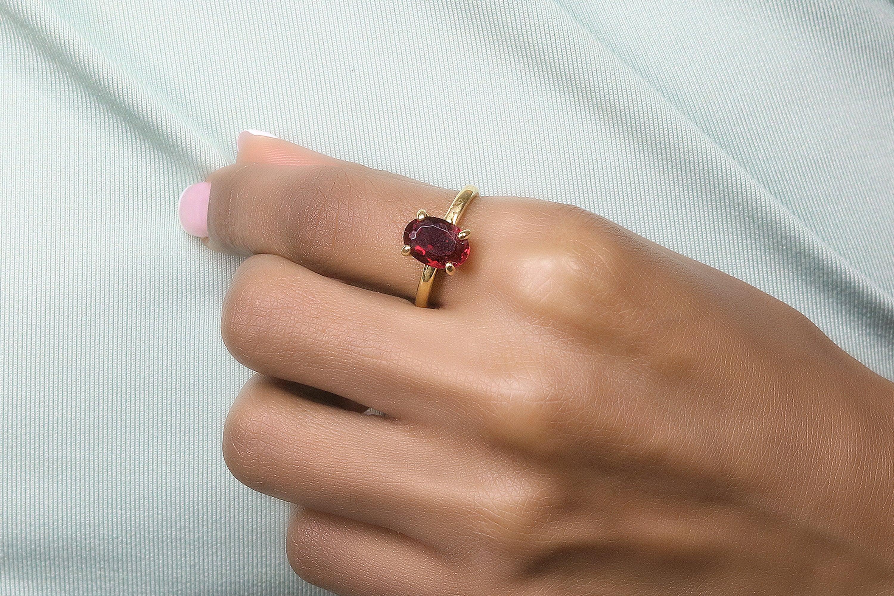 Dazzling Oval Garnet Ring in Gold Rings Anemone Unique