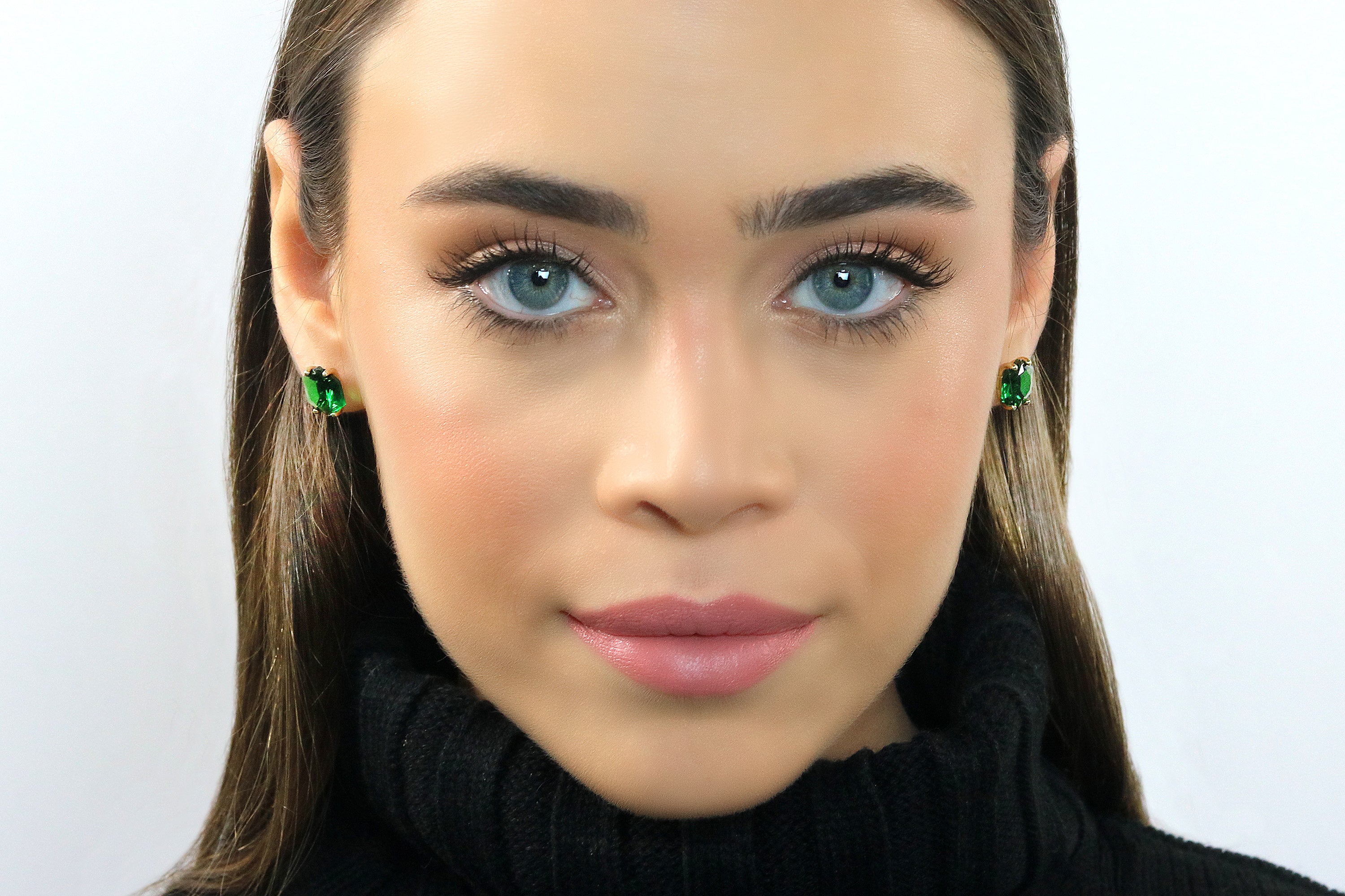 Green Emerald Silver Stud Earrings Earrings Anemone Unique