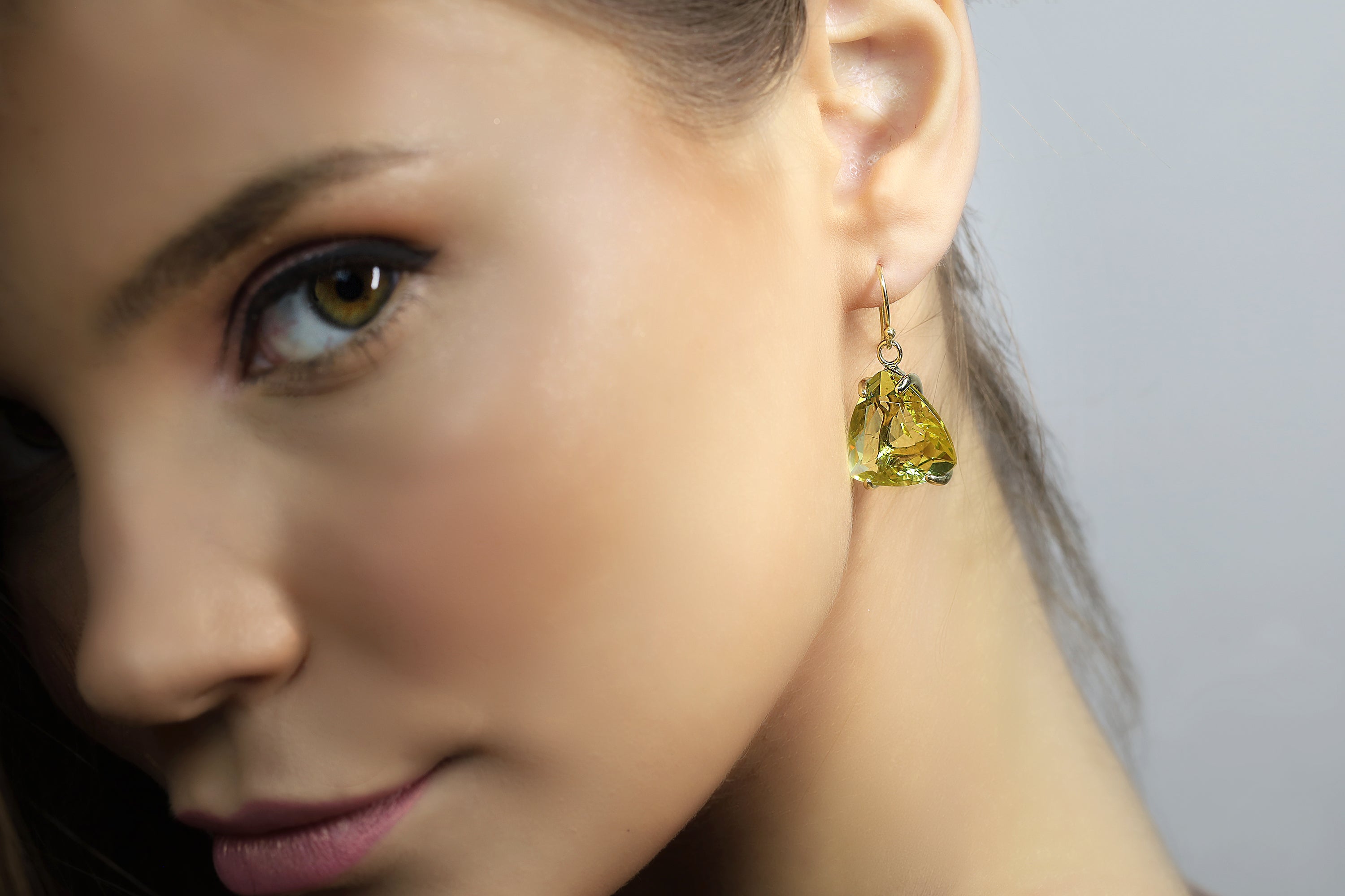 Lemon Quartz Earrings in 925 Sterling Silver Dangle Earrings Anemone Jewelry