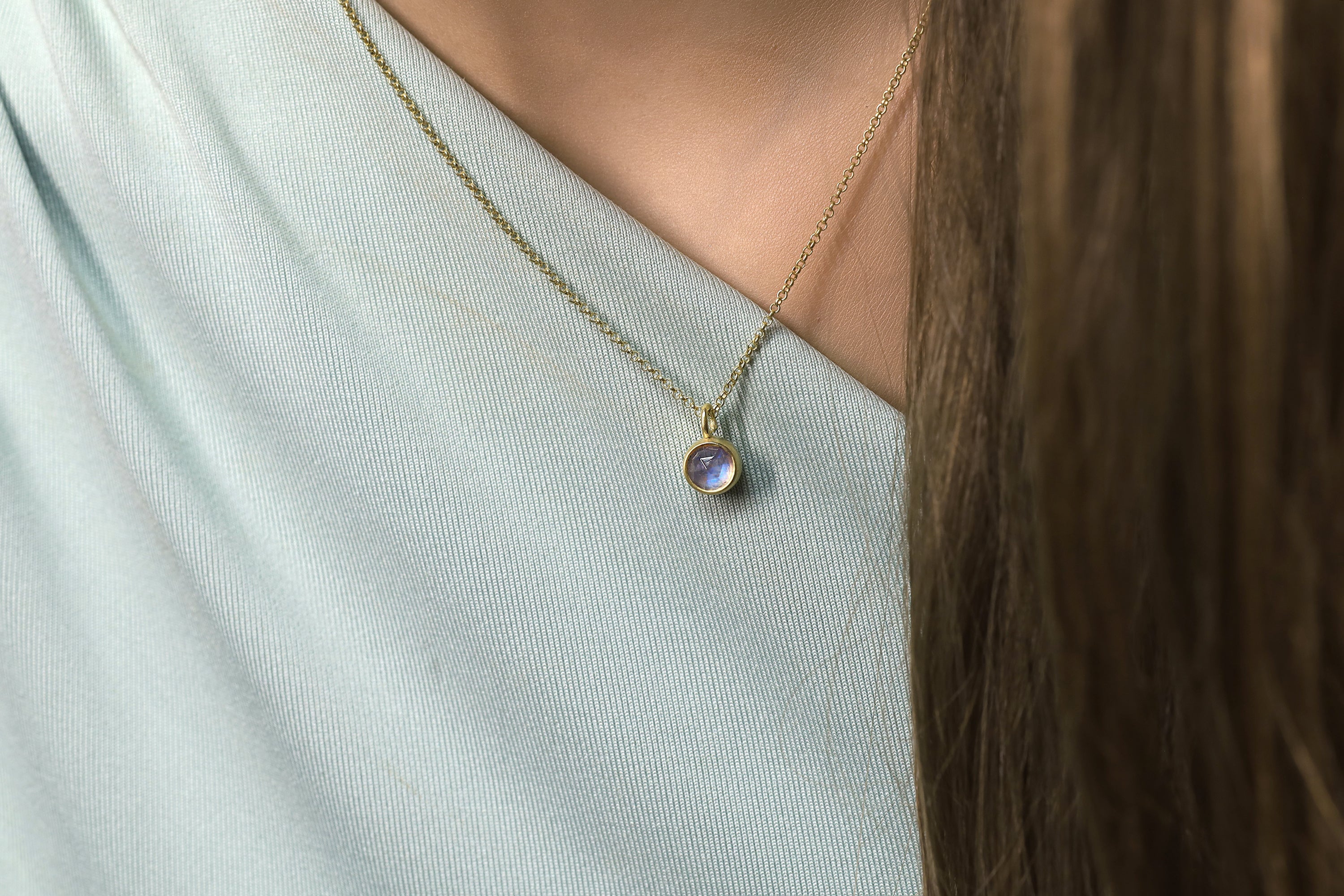 Moonstone Gold Bezel Pendant Necklace necklaces Anemone Limited