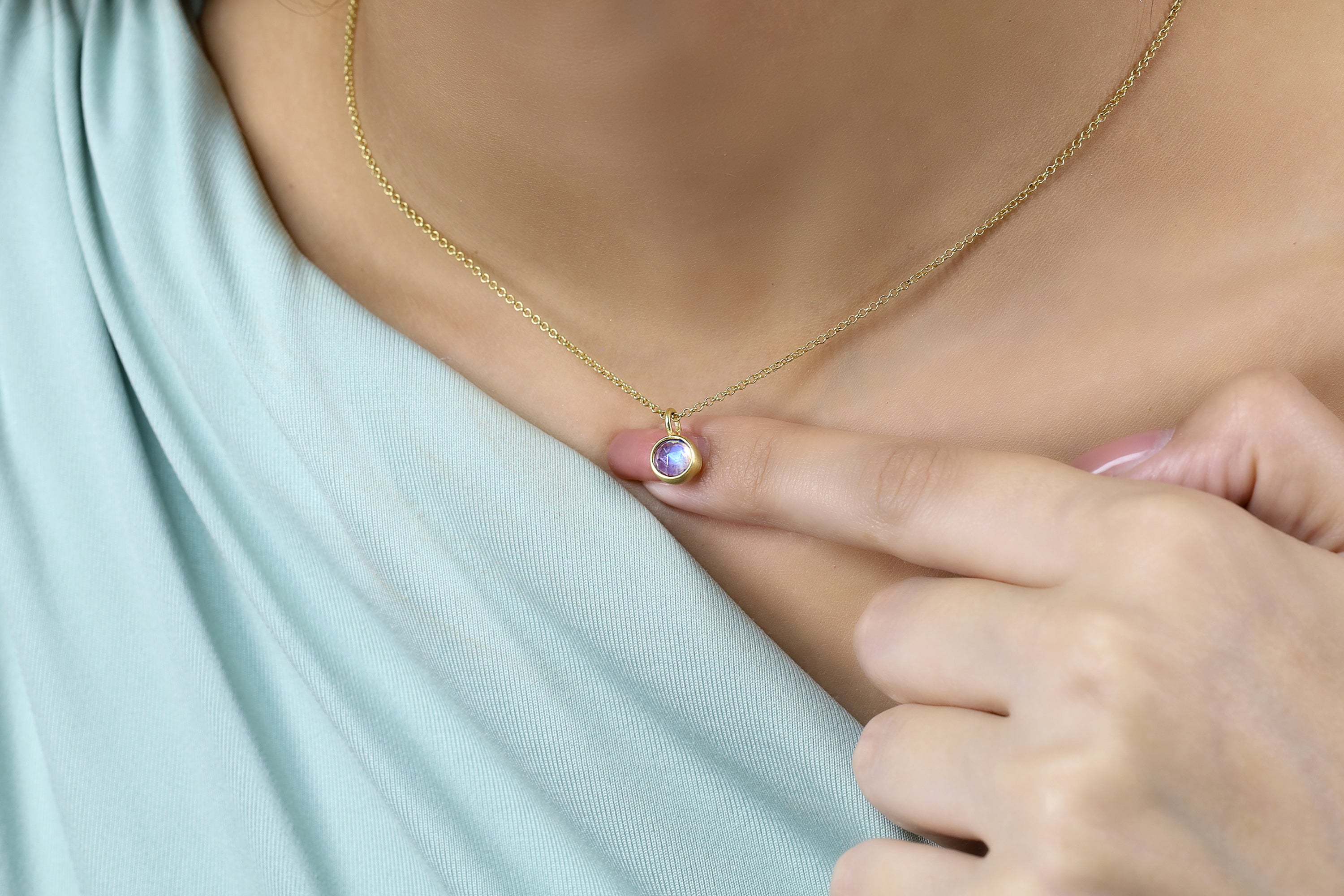 Moonstone Gold Bezel Pendant Necklace necklaces Anemone Limited