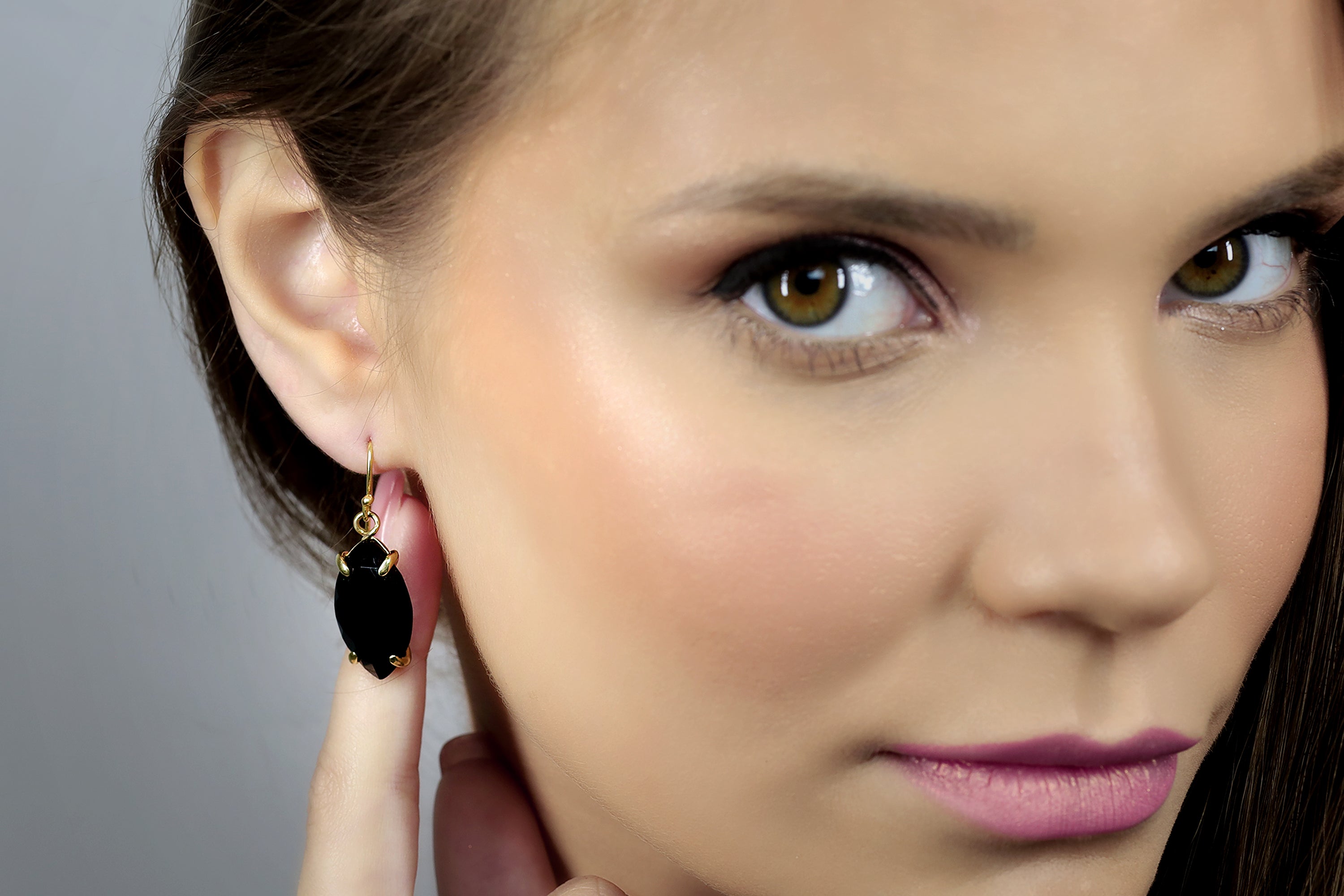 Marquise Black Onyx 14k Gold Earrings Earrings Anemone Jewelry