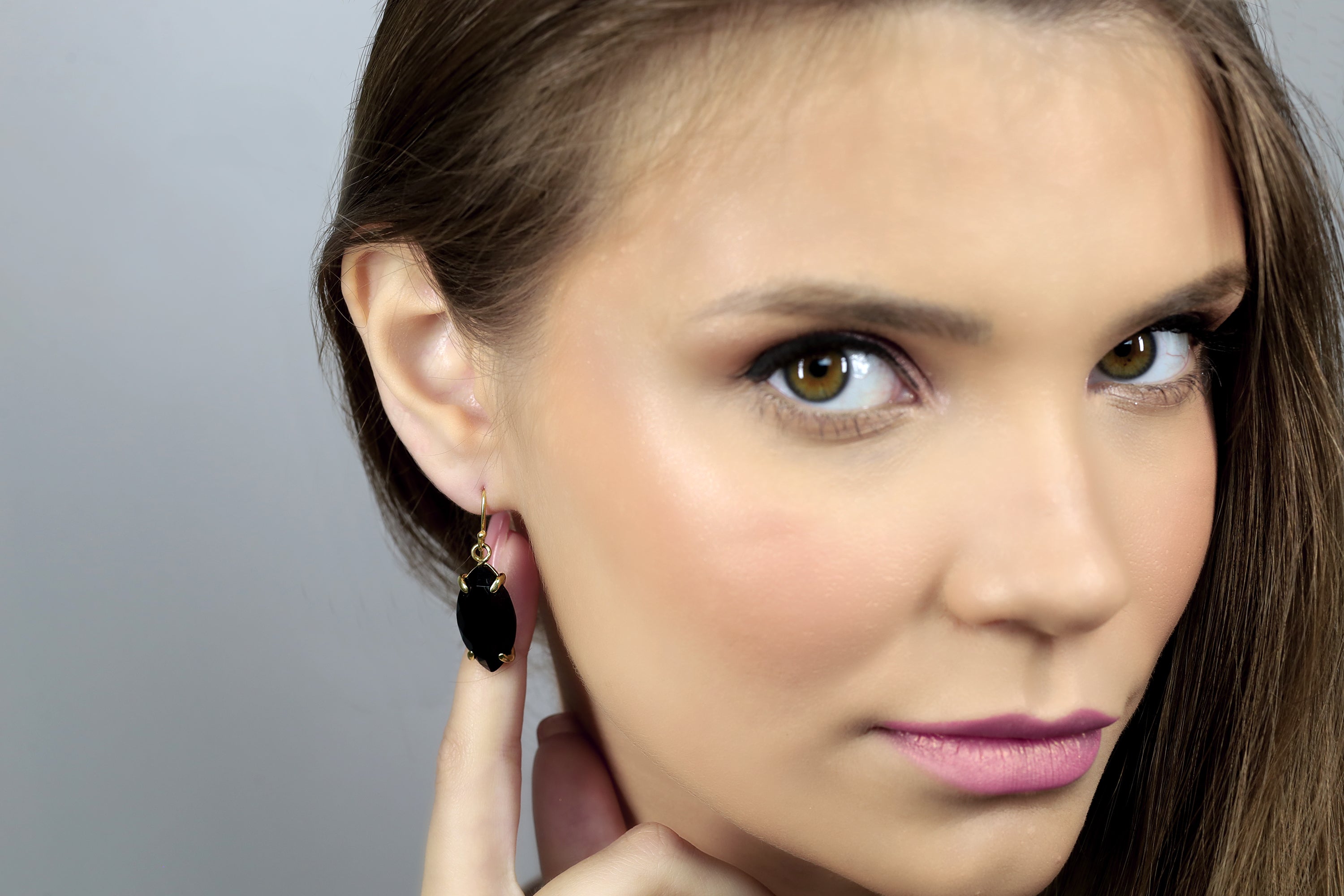 Marquise Black Onyx 14k Gold Earrings Earrings Anemone Jewelry