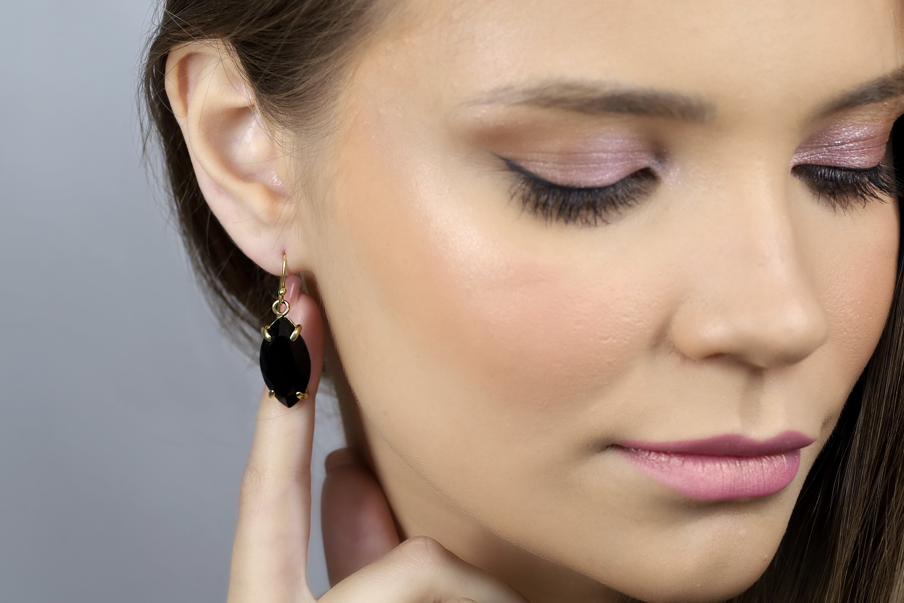 Marquise Black Onyx 14k Gold Earrings Earrings Anemone Jewelry