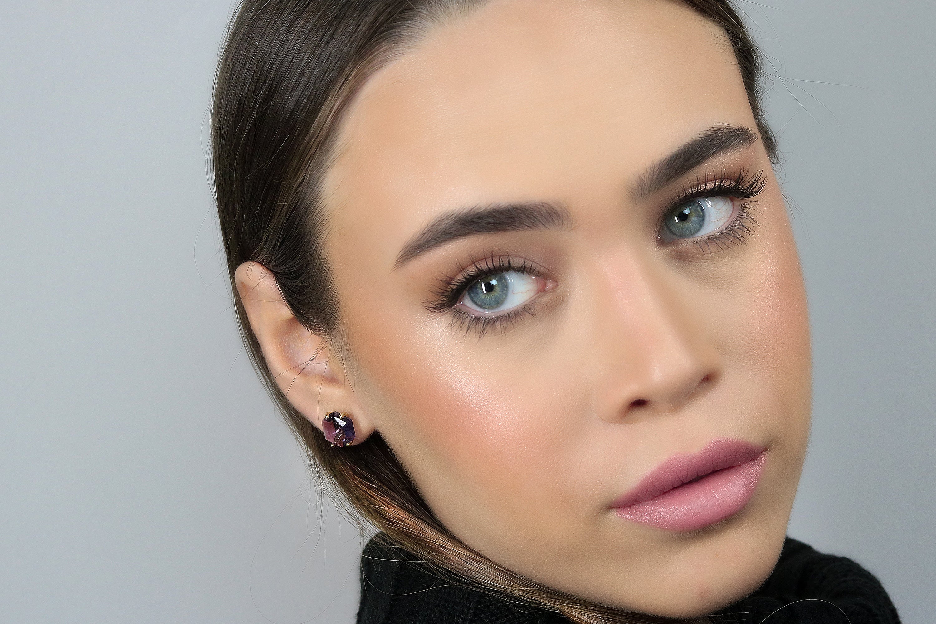 Lovely Amethyst Stud Earrings in Gold Earrings Anemone Unique