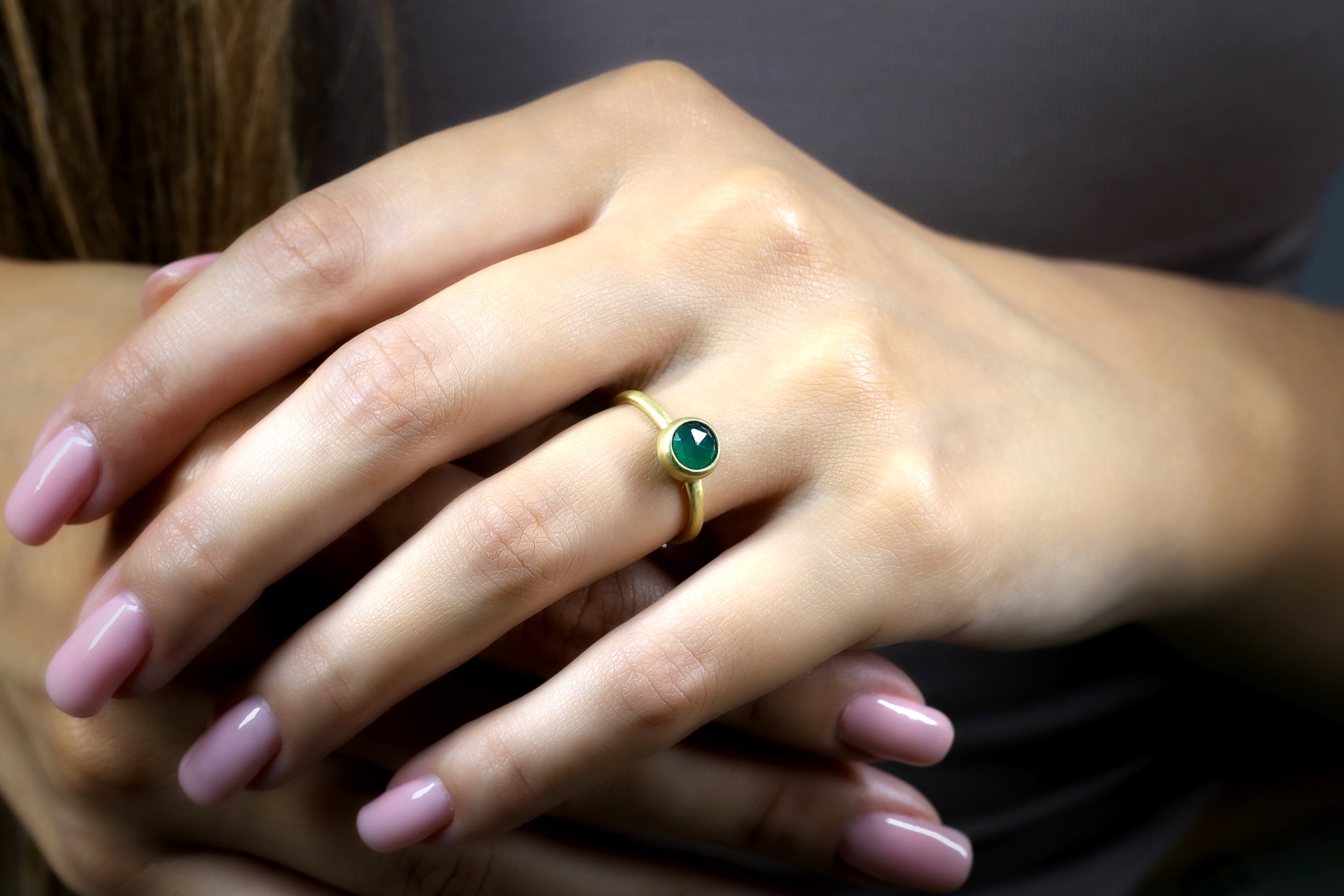 Green Onyx 18k Gold Bezel Ring Rings Anemone Limited