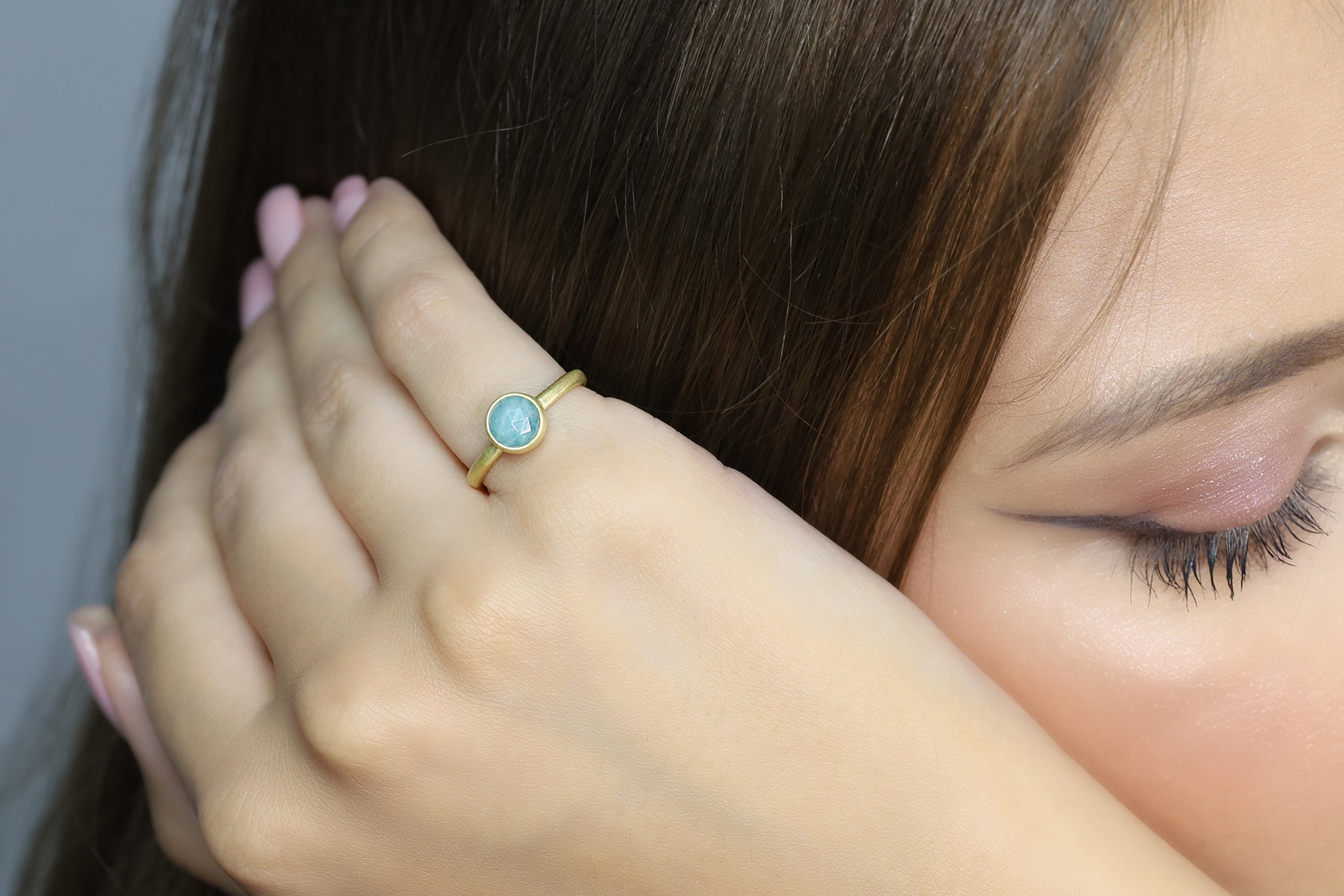 Amazonite Statement Bezel Ring in 14k Gold Rings Anemone Limited