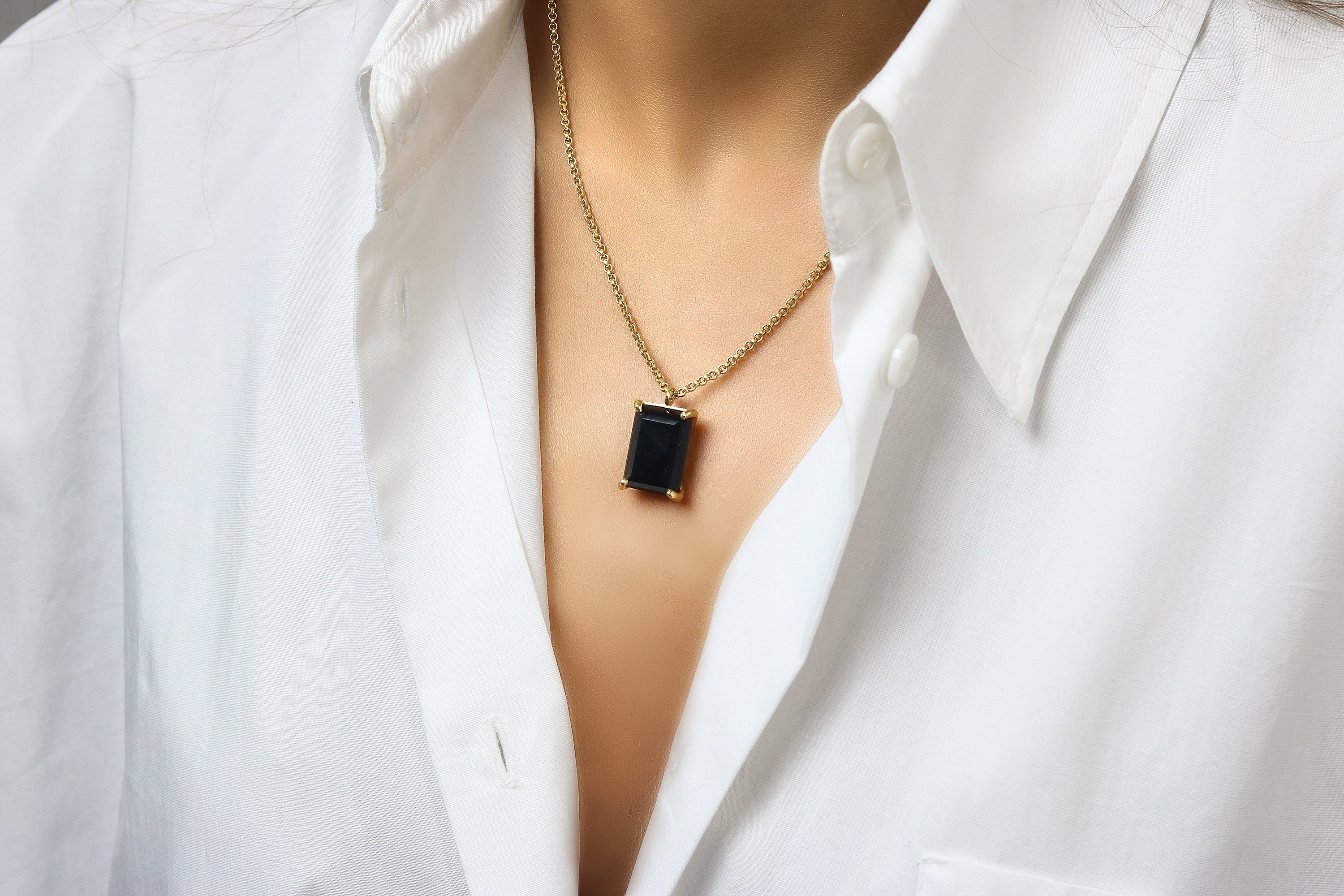 14k Custom Necklace with Black Onyx necklaces Anemone Jewelry