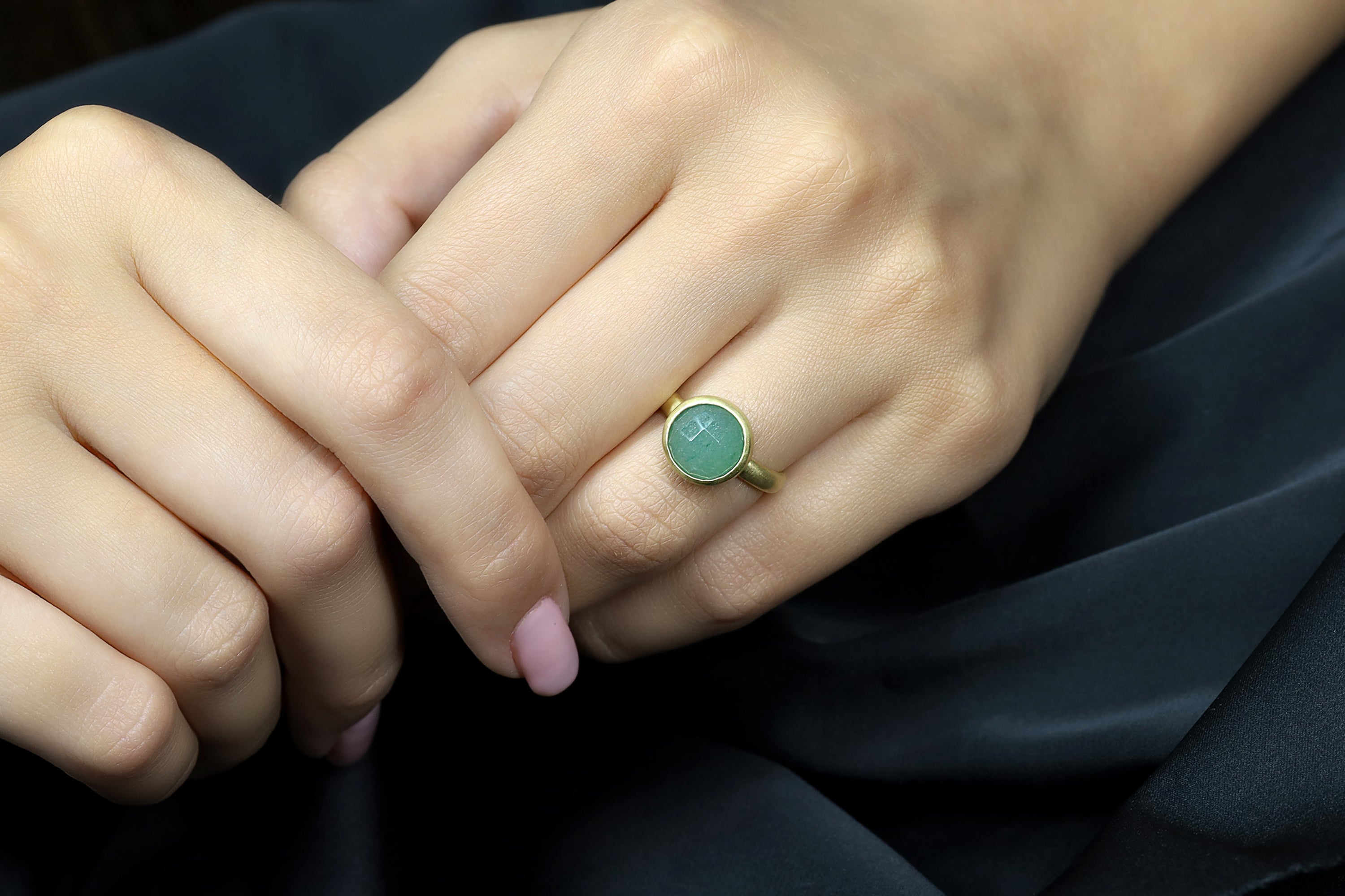 10mm Green Aventurine Round Gold Ring Rings Anemone Limited