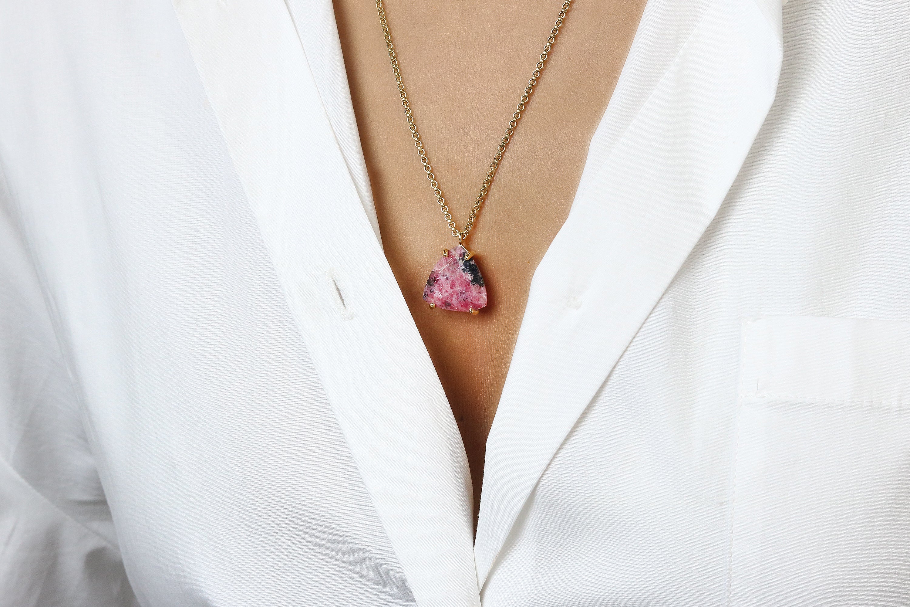 14k Gold Jewelry Rhodonite Necklace necklaces Anemone Jewelry