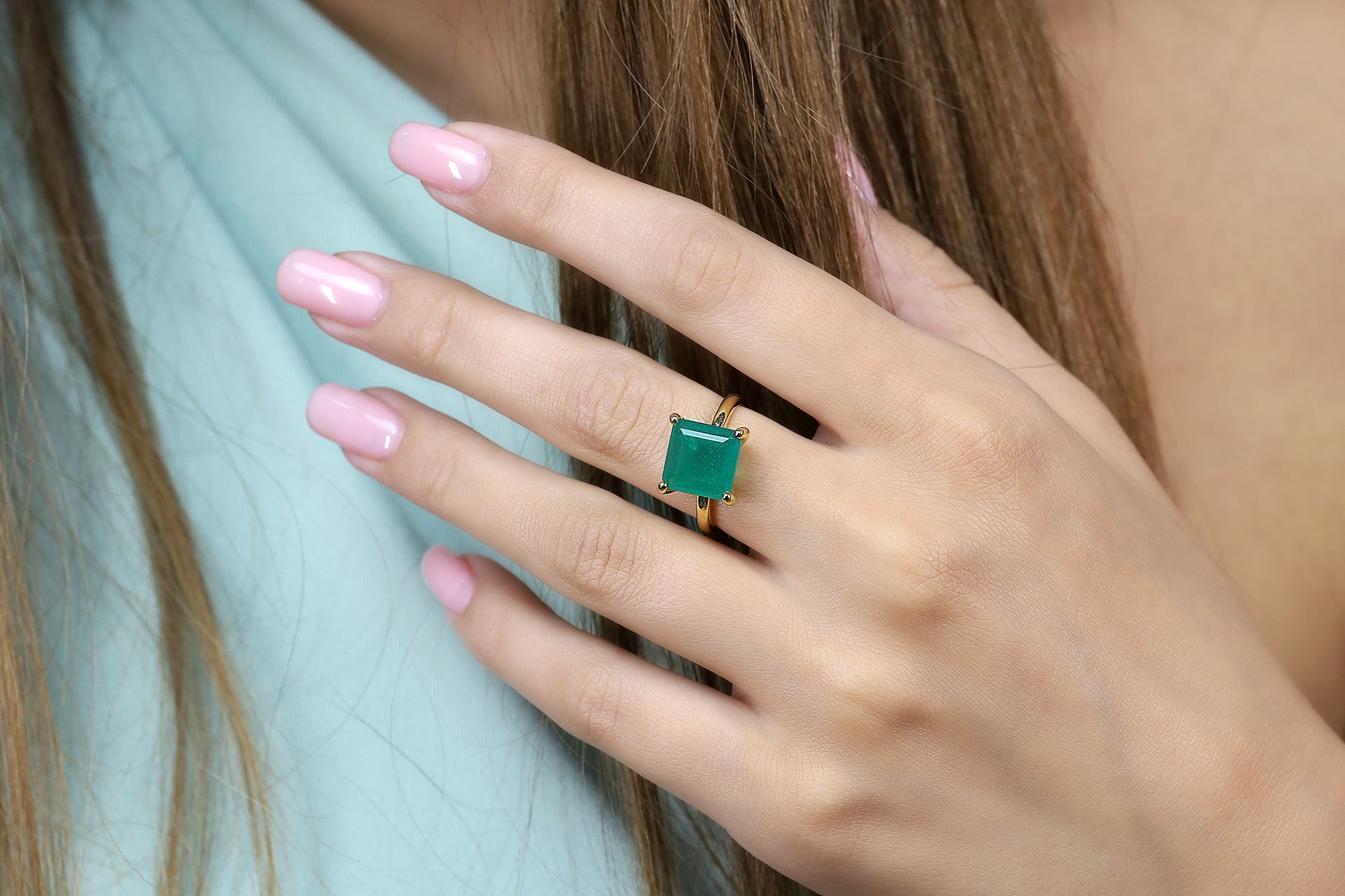 Green Onyx Ring in 14K Gold Rings Anemone Unique
