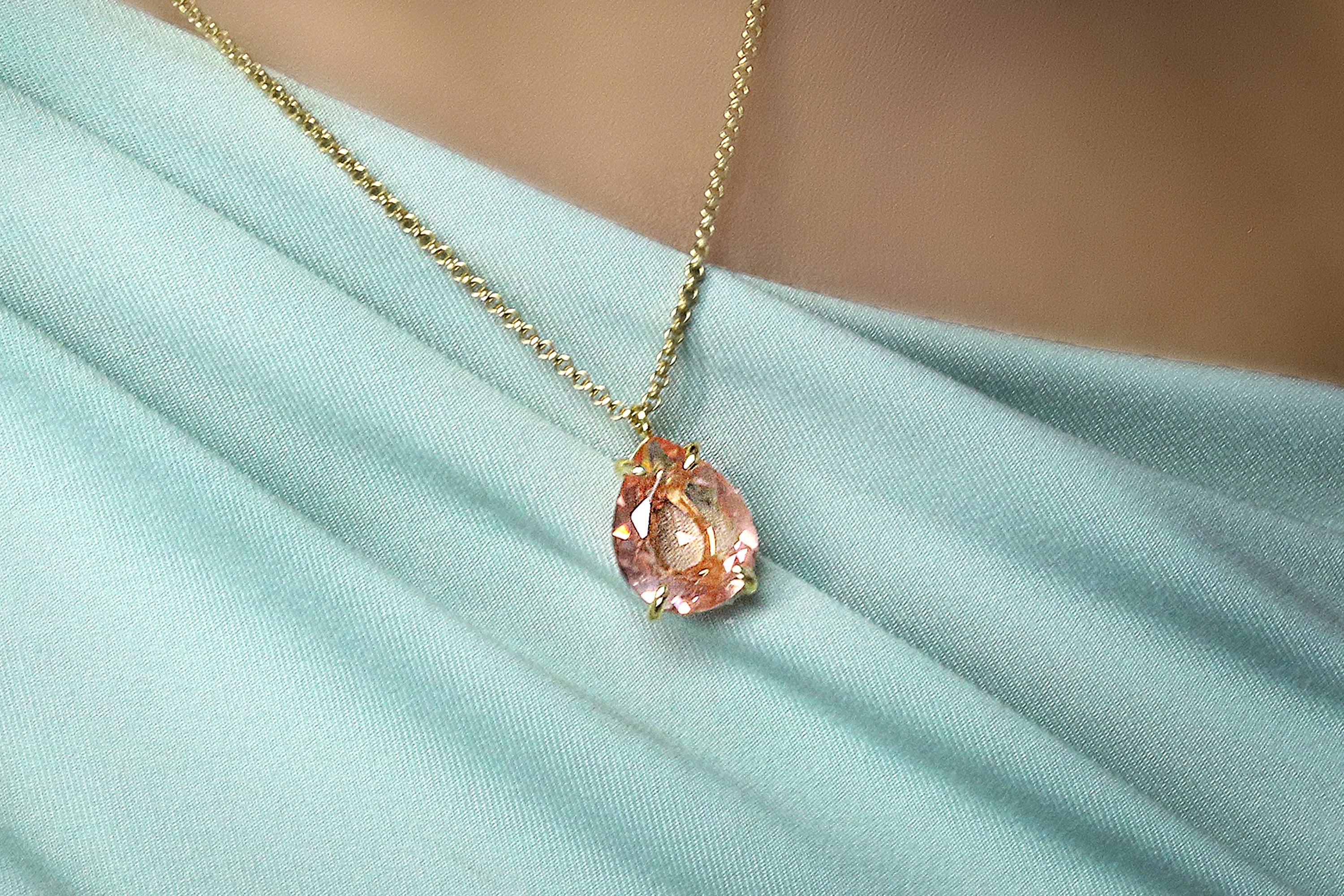 Brilliant Pear Pendant Morganite Gold Necklace necklaces Anemone Jewelry