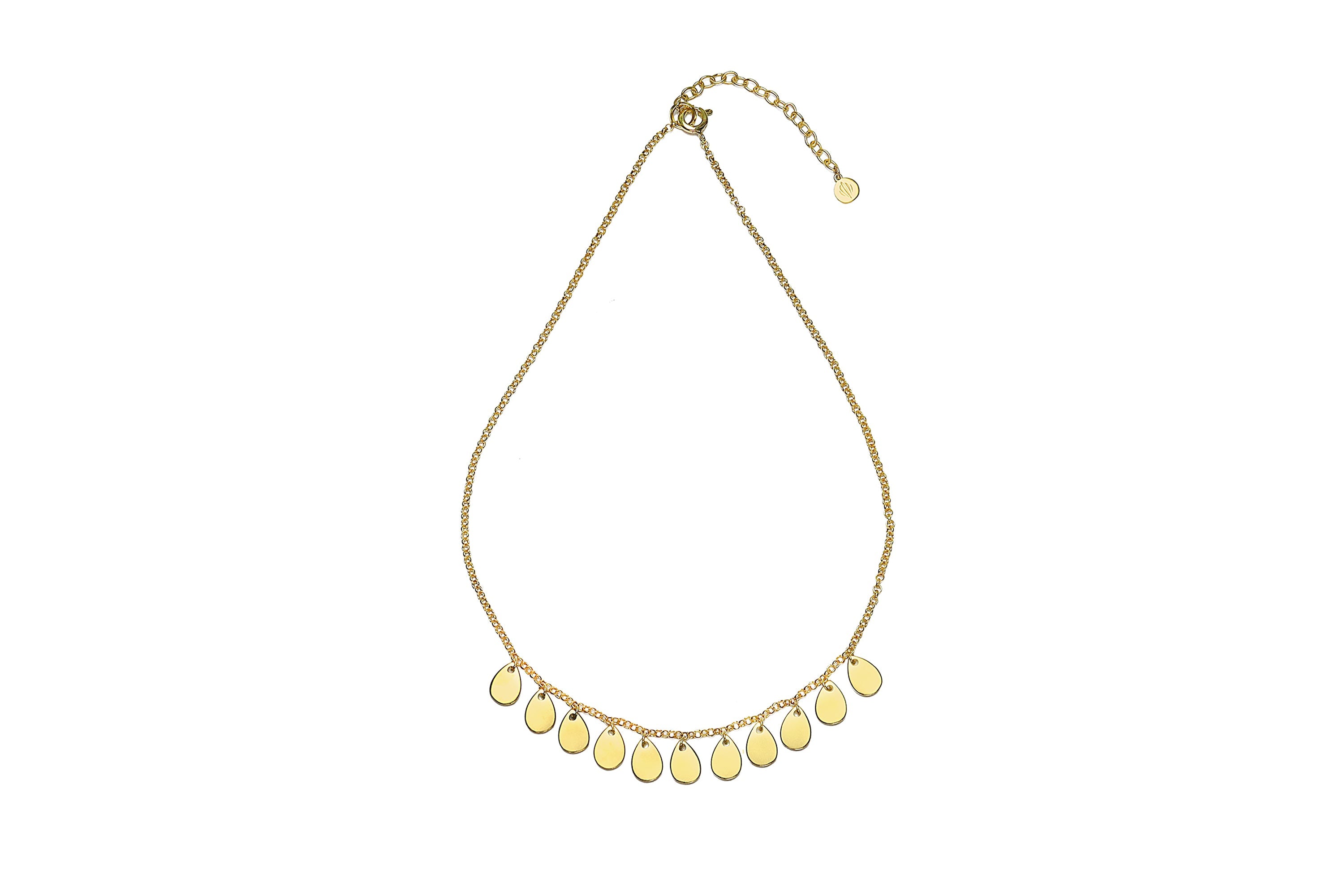 Pear Teardrop Charms Chain Gold Necklace necklaces Anemone Jewelry