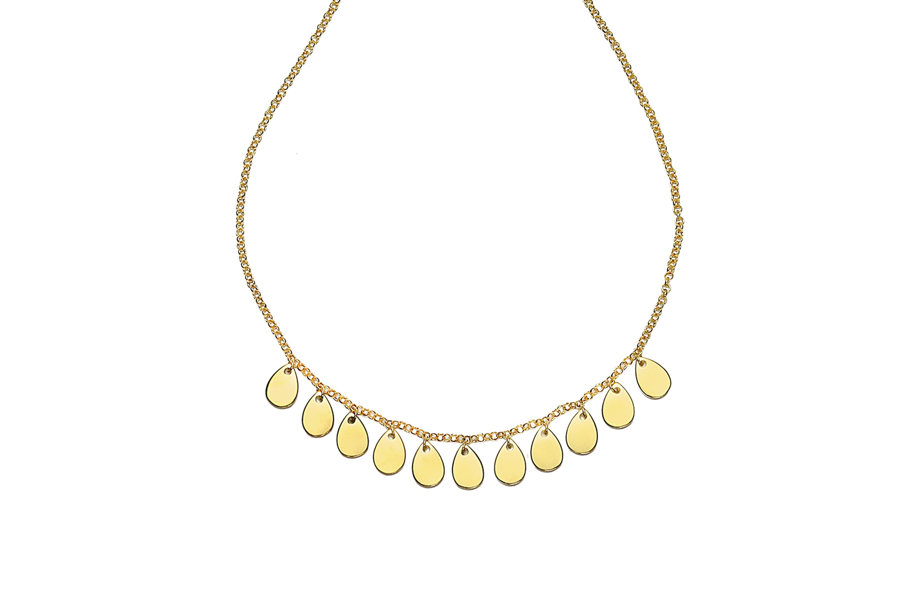 Pear Teardrop Charms Chain Gold Necklace necklaces Anemone Jewelry