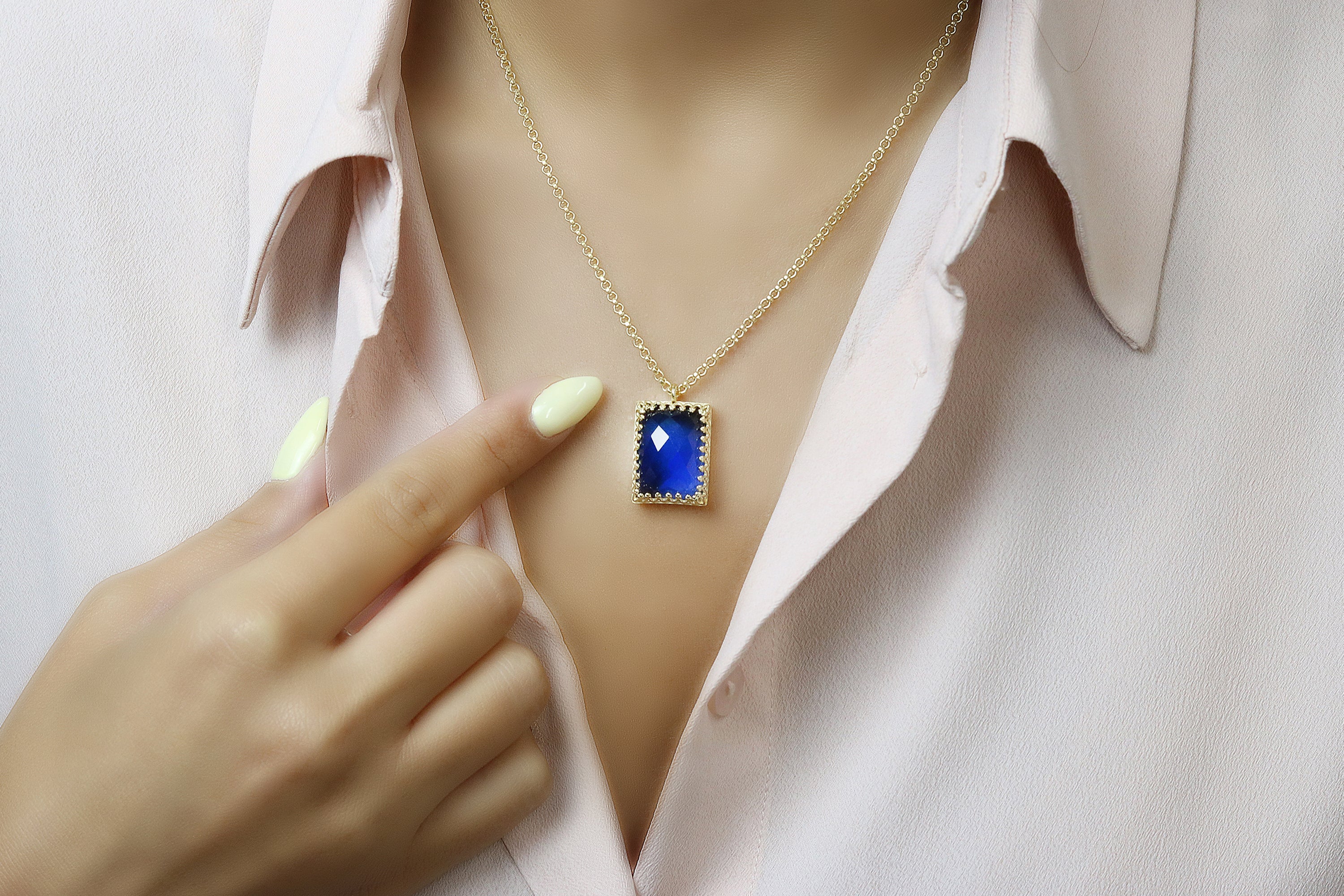 Exquisite Customizable Sapphire Gold Necklace necklaces Anemone Jewelry