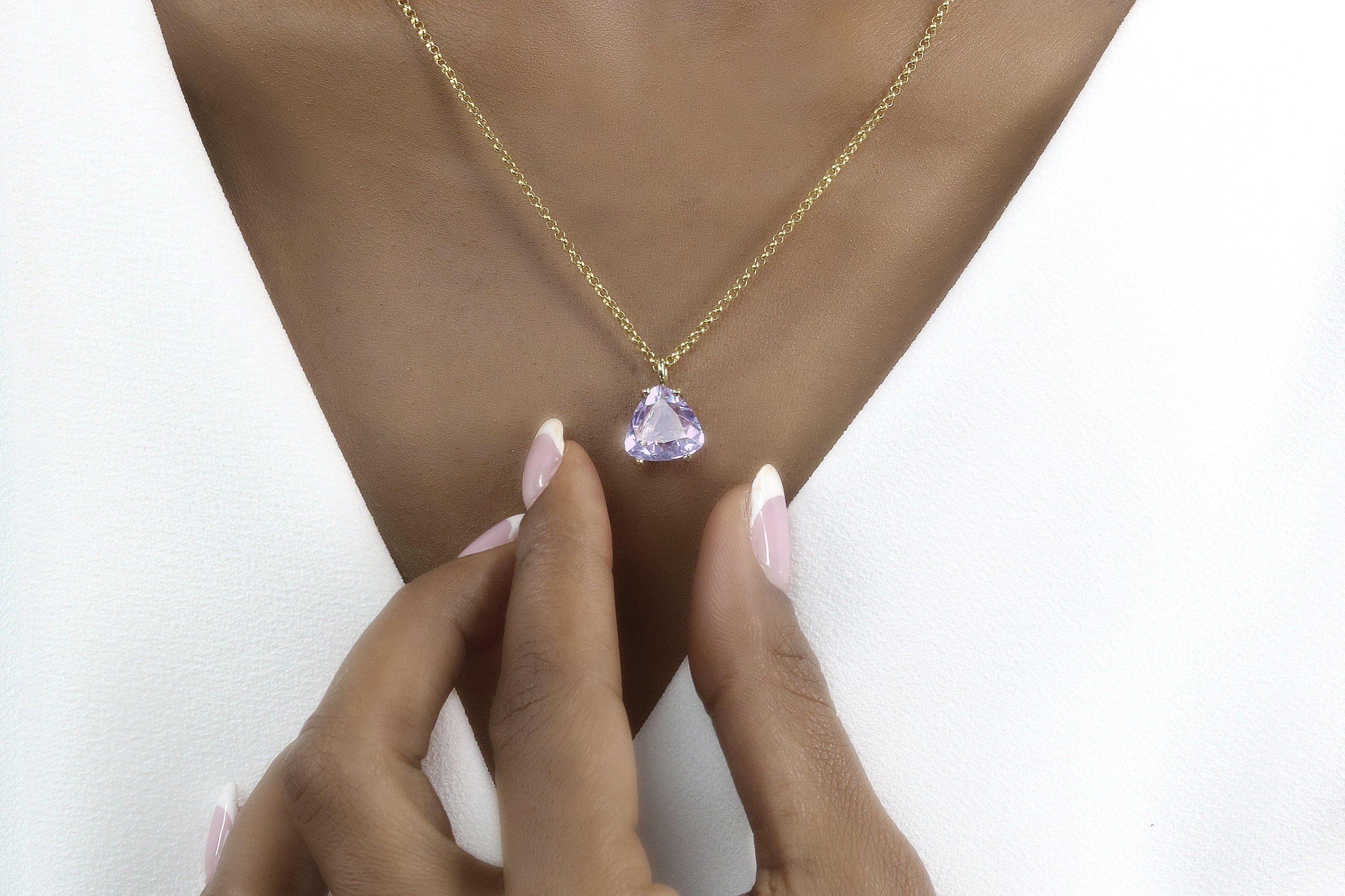 Delicate Triangle Tanzanite Necklace in Gold necklaces Anemone Unique