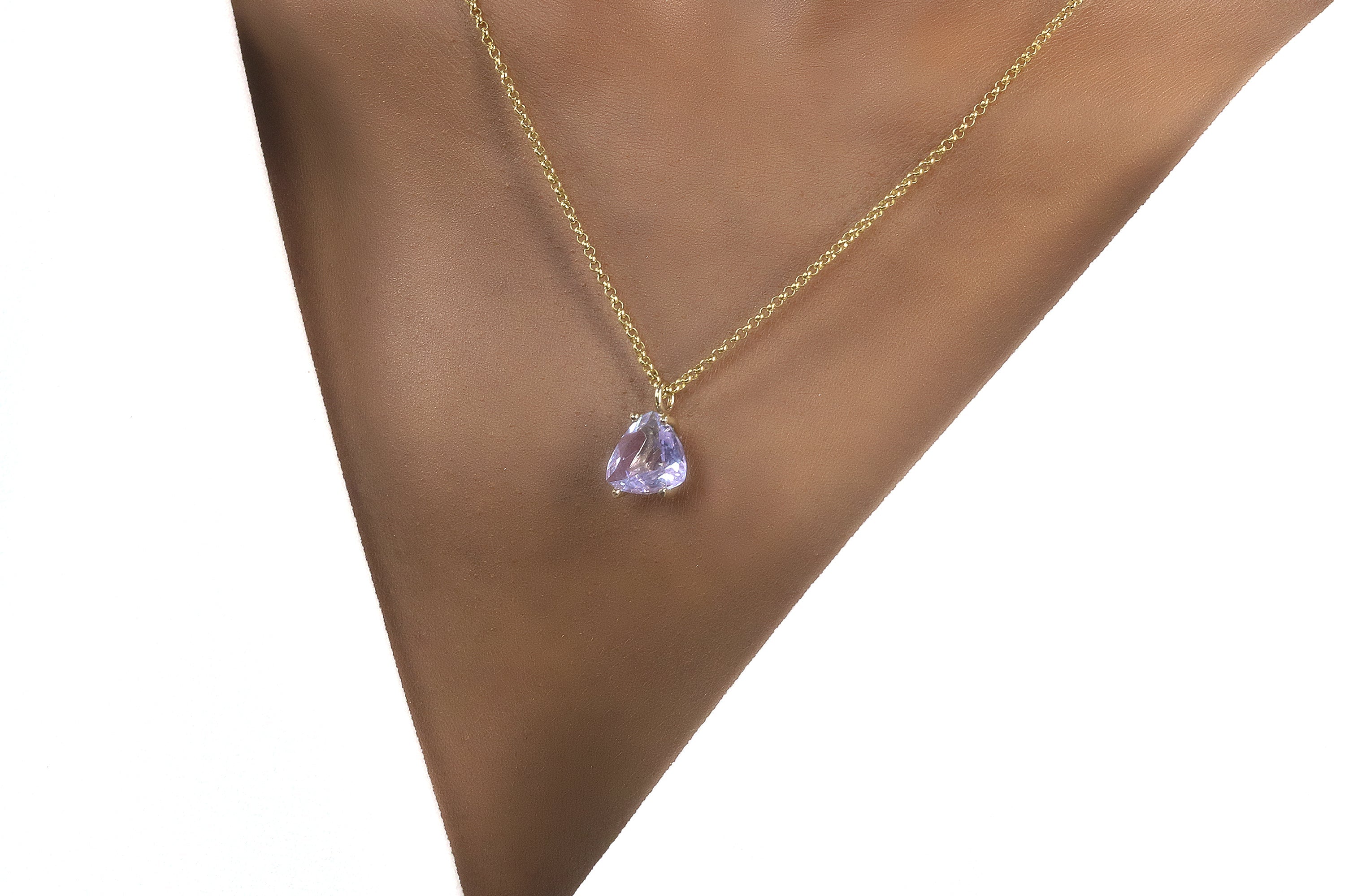 Delicate Triangle Tanzanite Necklace in Gold necklaces Anemone Unique