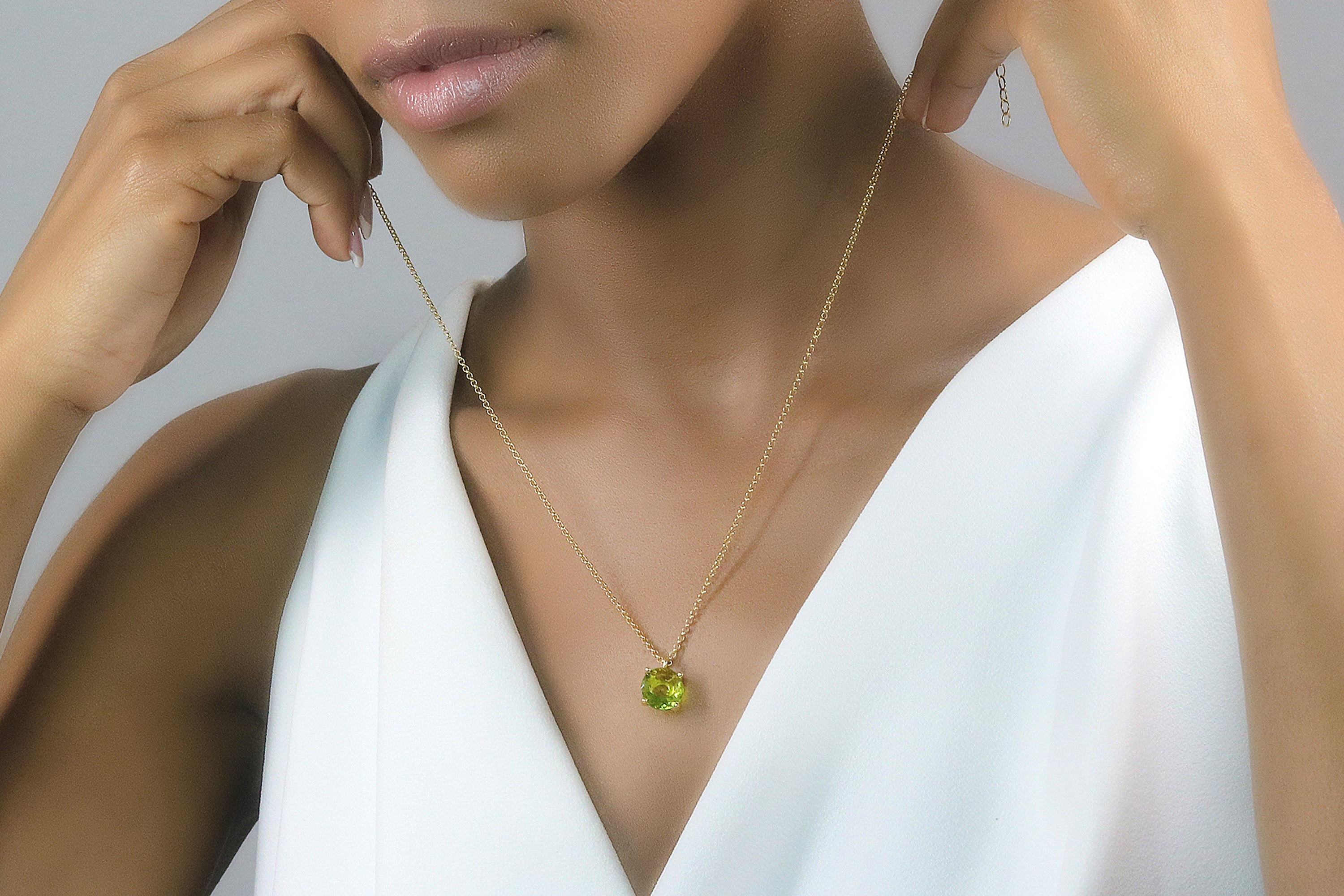 Vibrant Gold Filled Peridot Necklace necklaces Anemone Unique