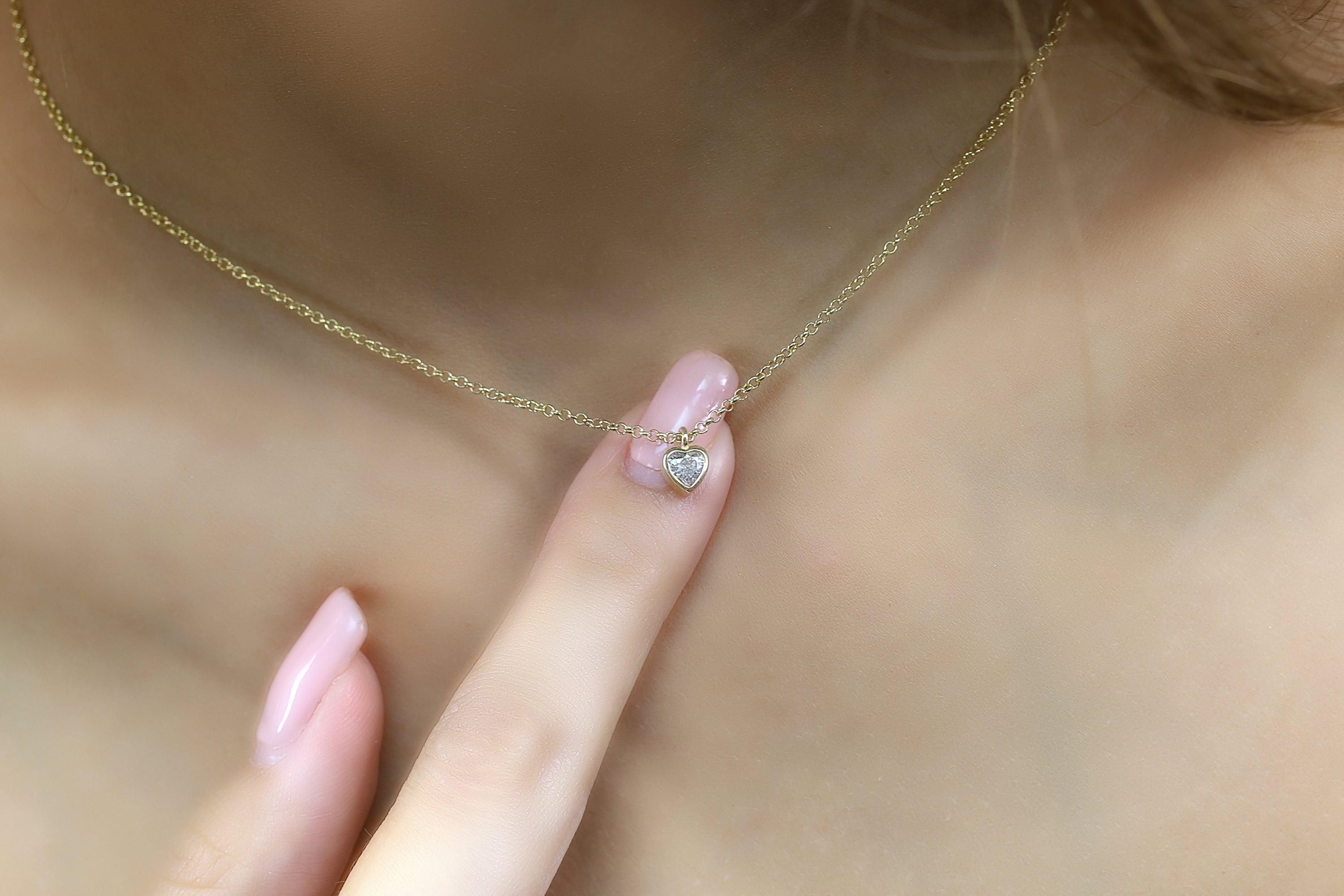 CZ Heart Charm Pendant Gold Necklace necklaces Anemone Unique