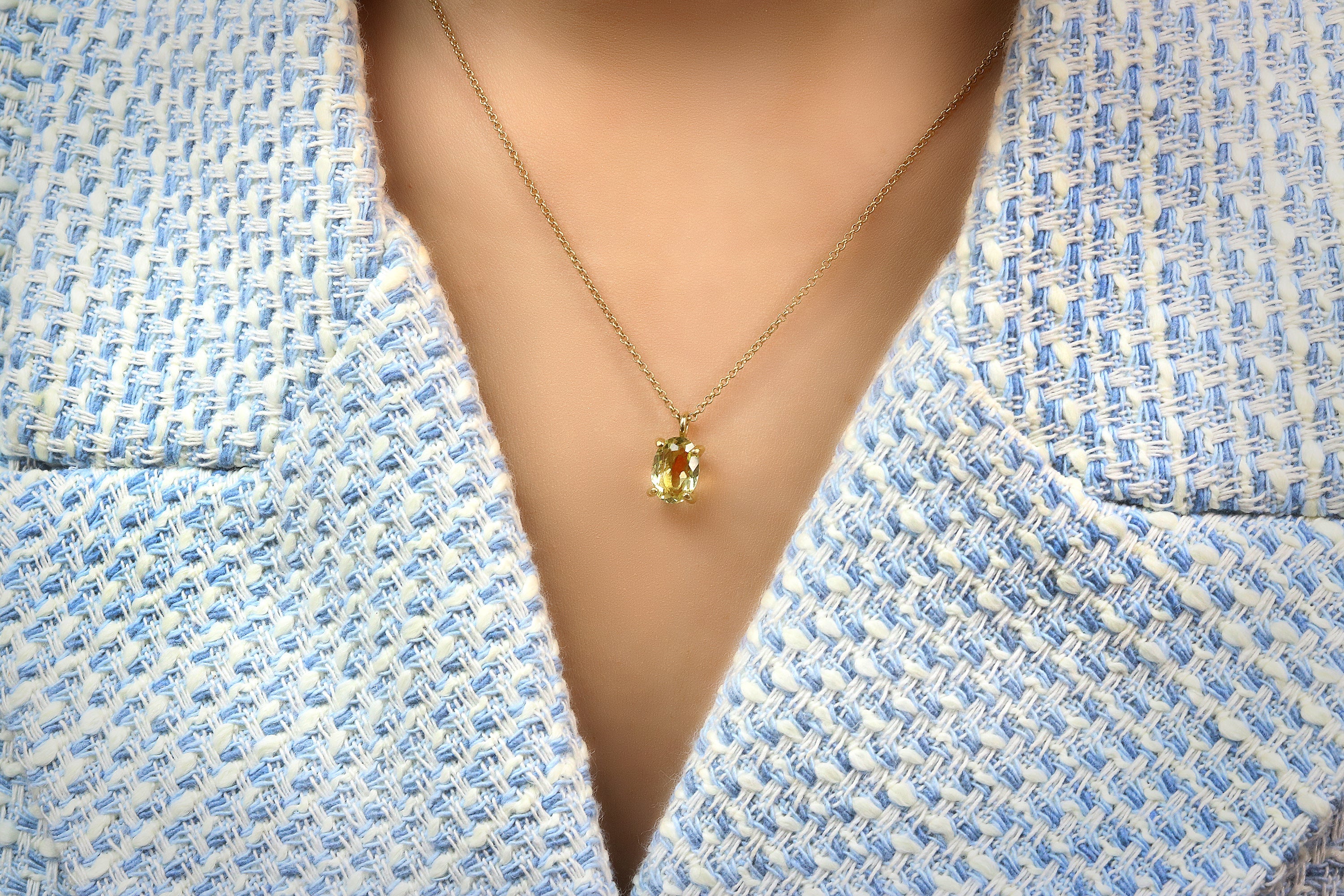 Lemon Quartz Crystal Gold Necklace necklaces Anemone Unique