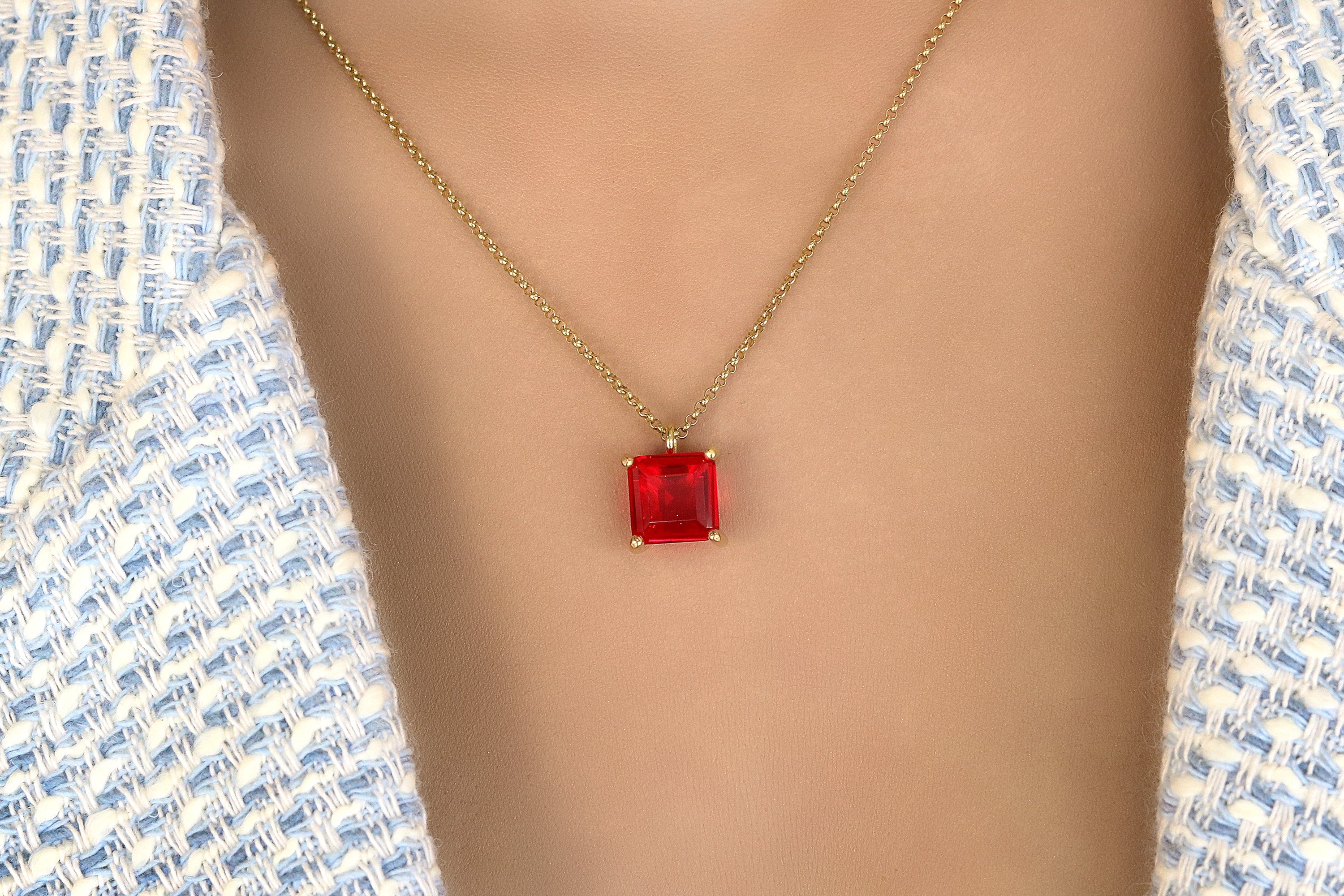 Vibrant Gold Filled Ruby Necklace necklaces Anemone Unique