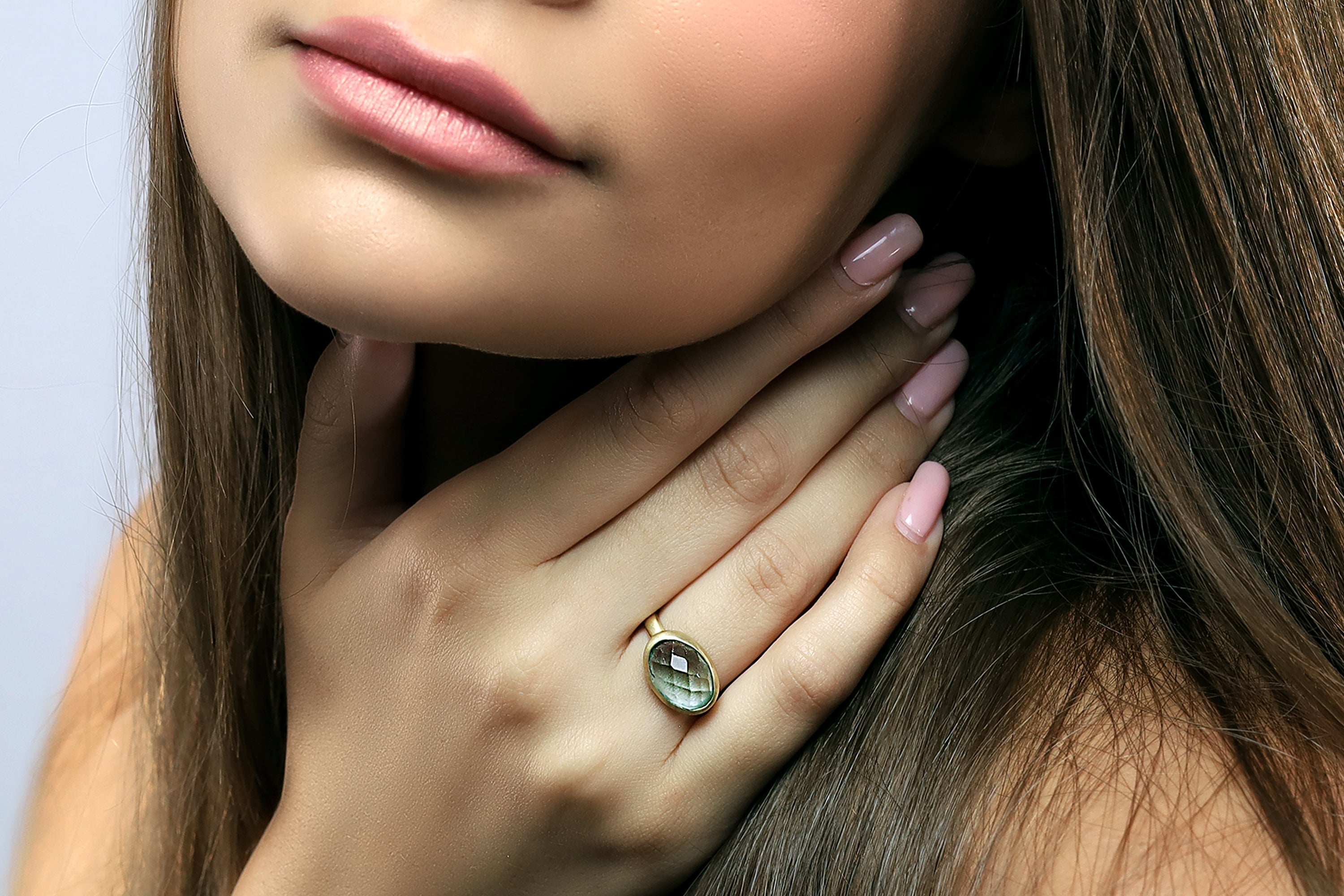 Gold Blue Topaz Gemstone Ring Rings Anemone Limited