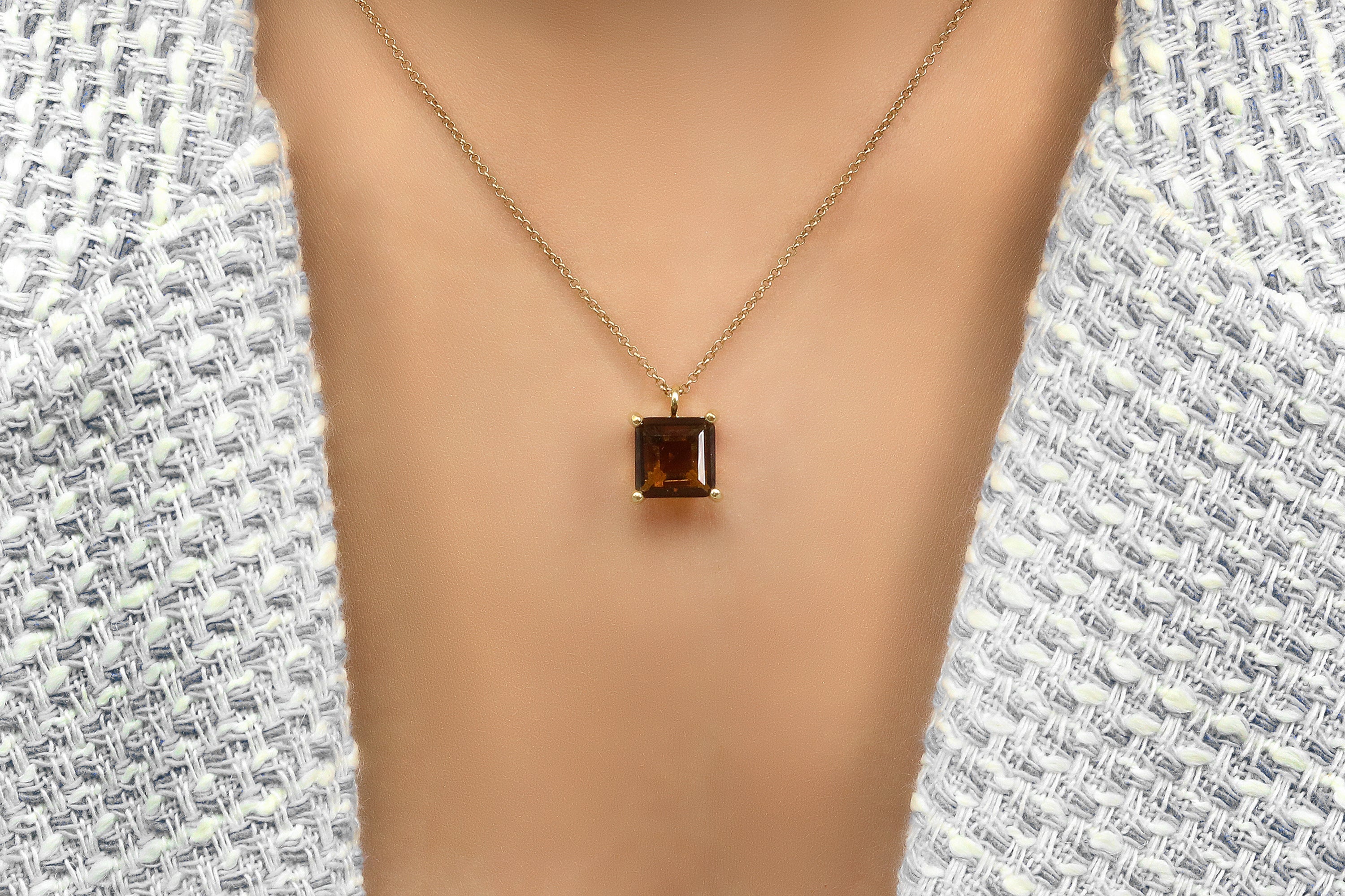 Stylish Natural Smoky Quartz Necklace in Gold necklaces Anemone Unique