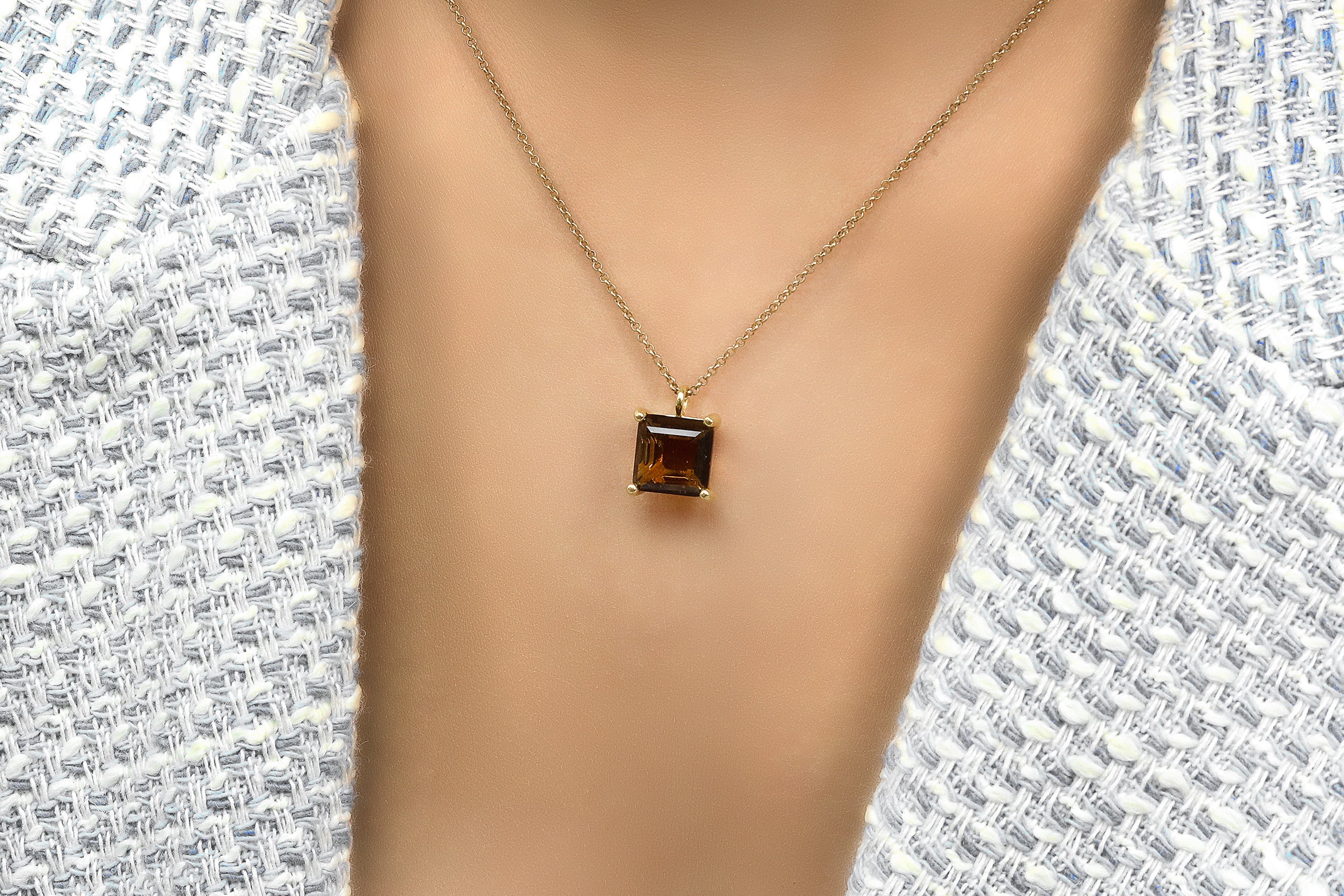 Stylish Natural Smoky Quartz Necklace in Gold necklaces Anemone Unique