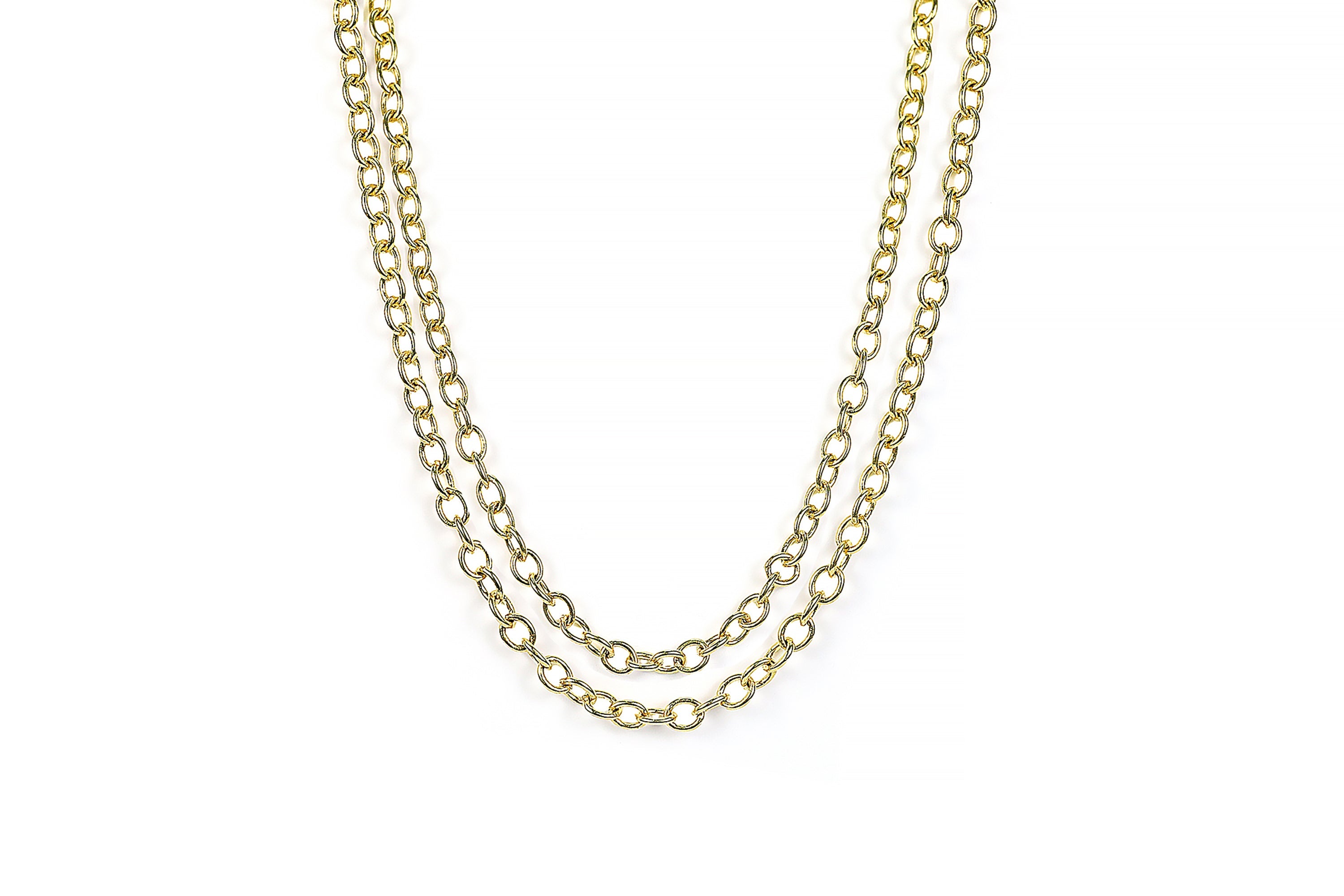Gold two Layer Statement Link Chain Necklace necklaces Anemone Jewelry