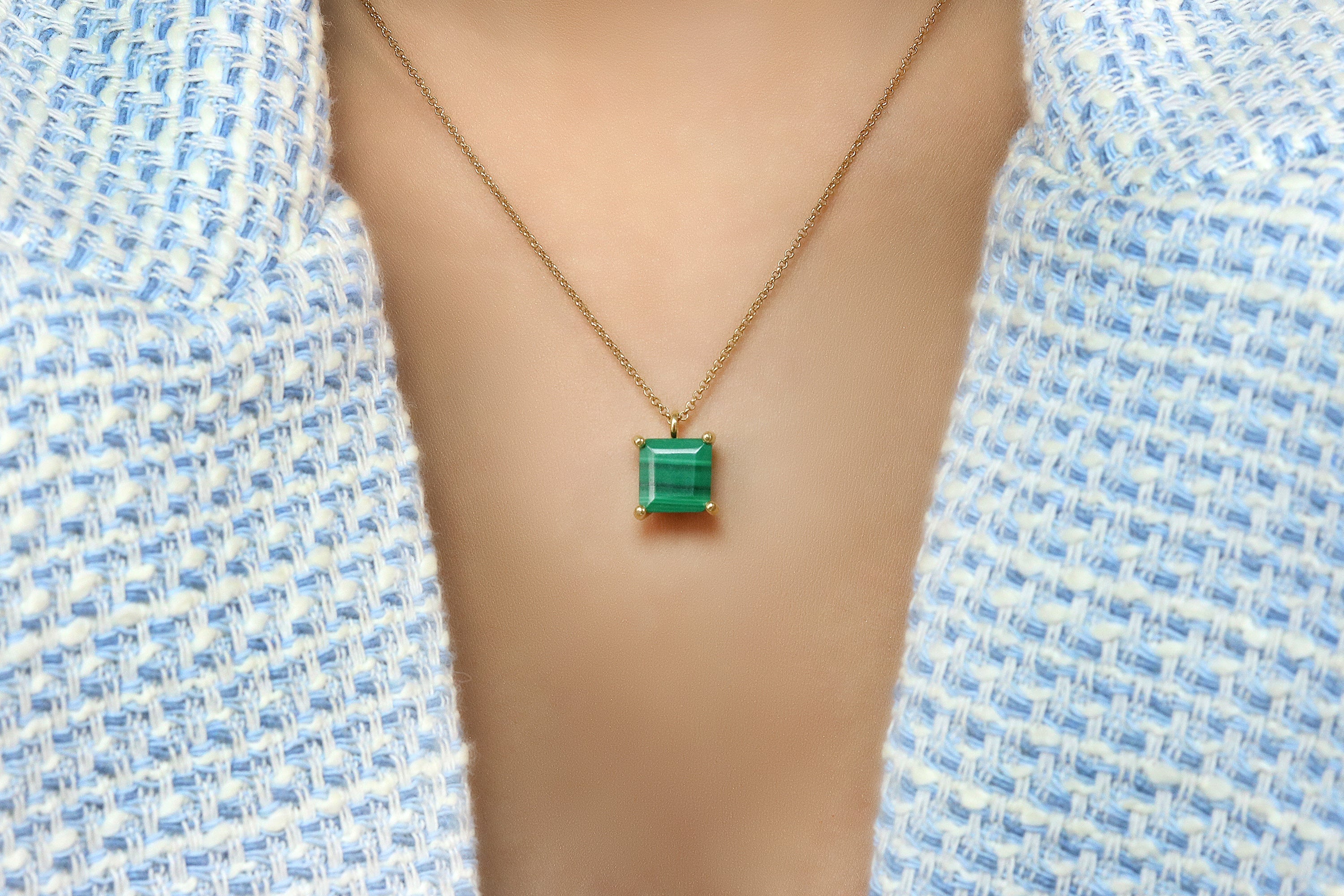 High Vibrance Malachite Gold Necklace necklaces Anemone Unique