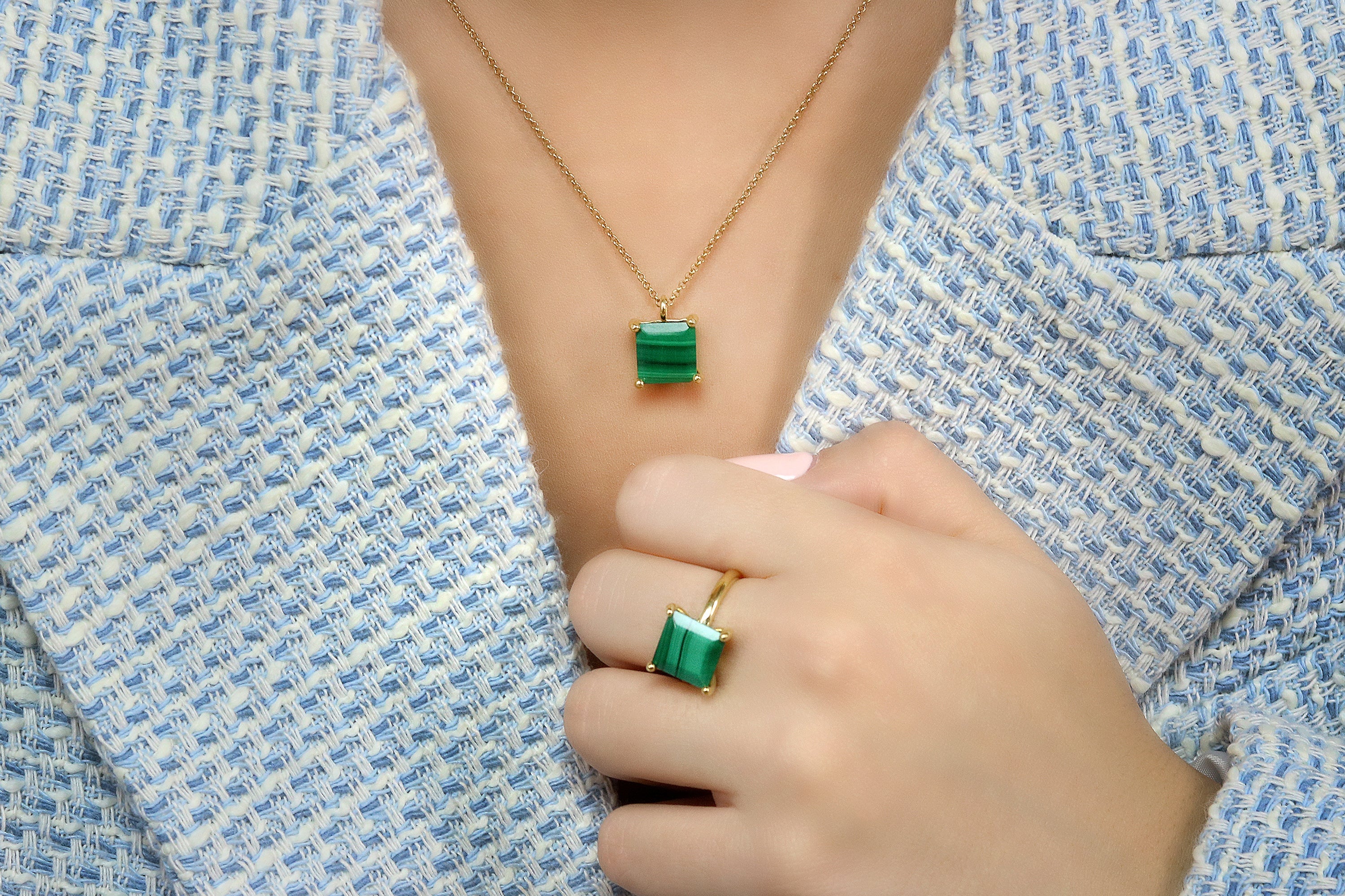 High Vibrance Malachite Gold Necklace necklaces Anemone Unique