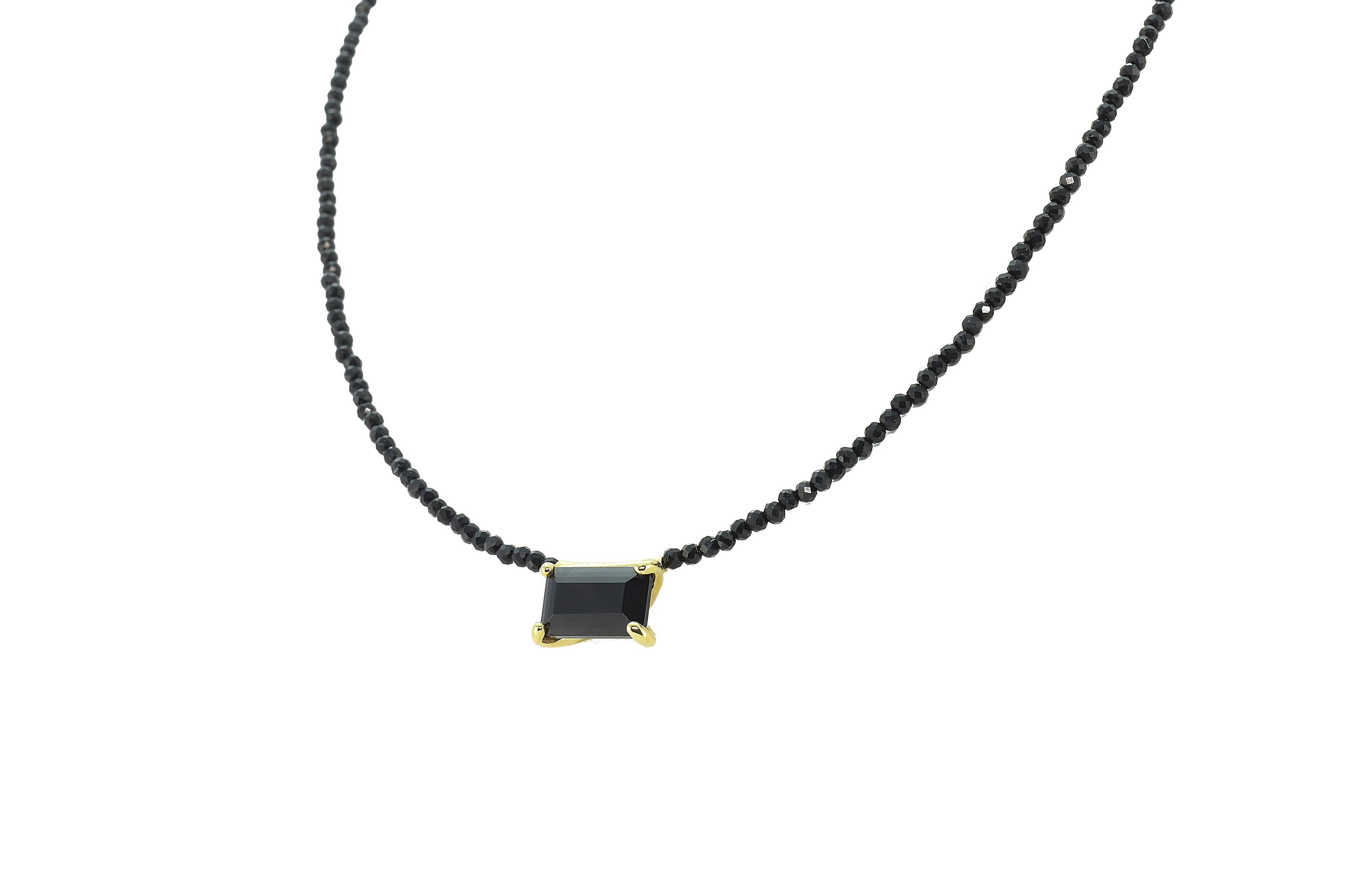 Spinel & Black Onyx Rectangle Pendant Gold Necklace necklaces Anemone Unique