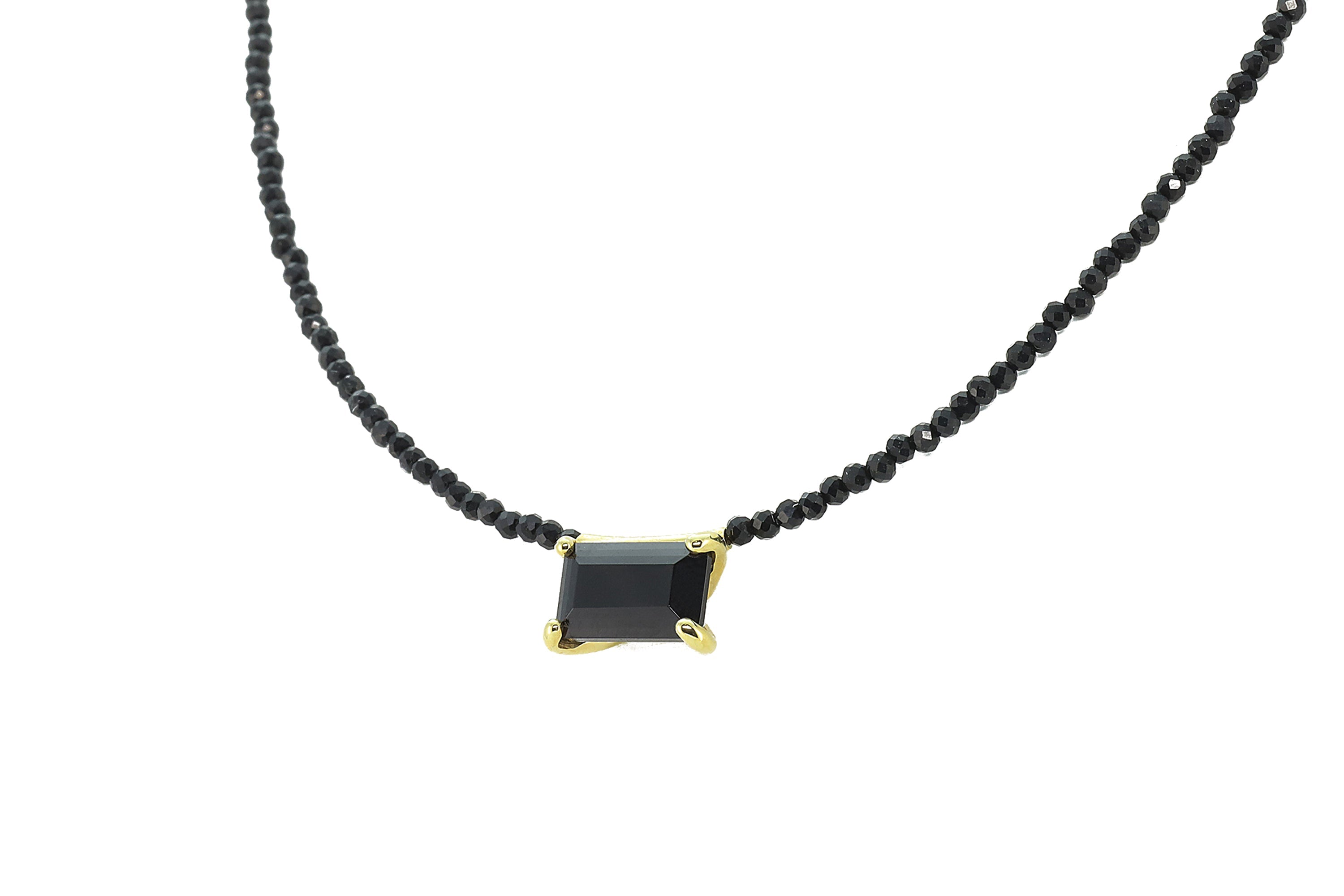 Spinel & Black Onyx Rectangle Pendant Gold Necklace necklaces Anemone Unique