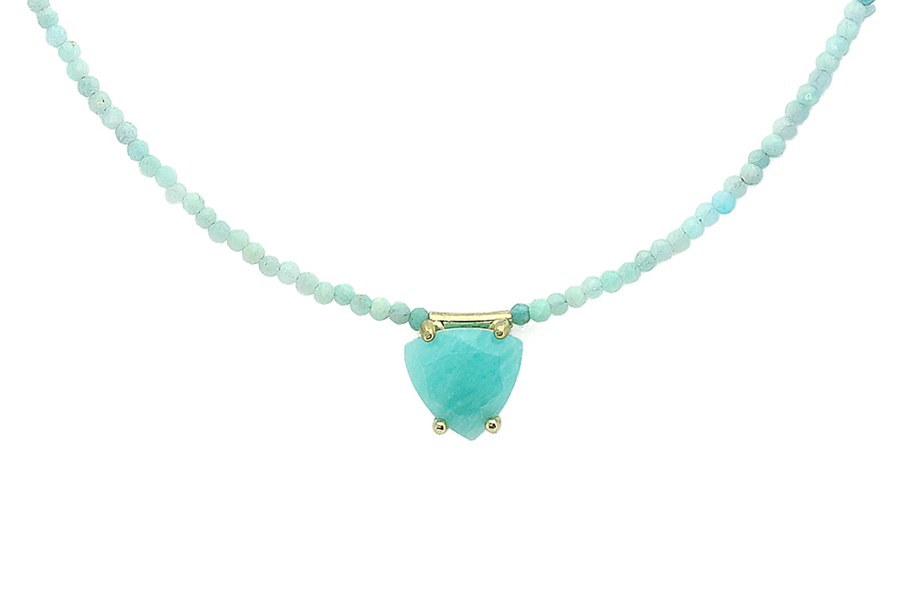 Amazonite Trillion Cut Pendant Gold Necklace necklaces Anemone Unique