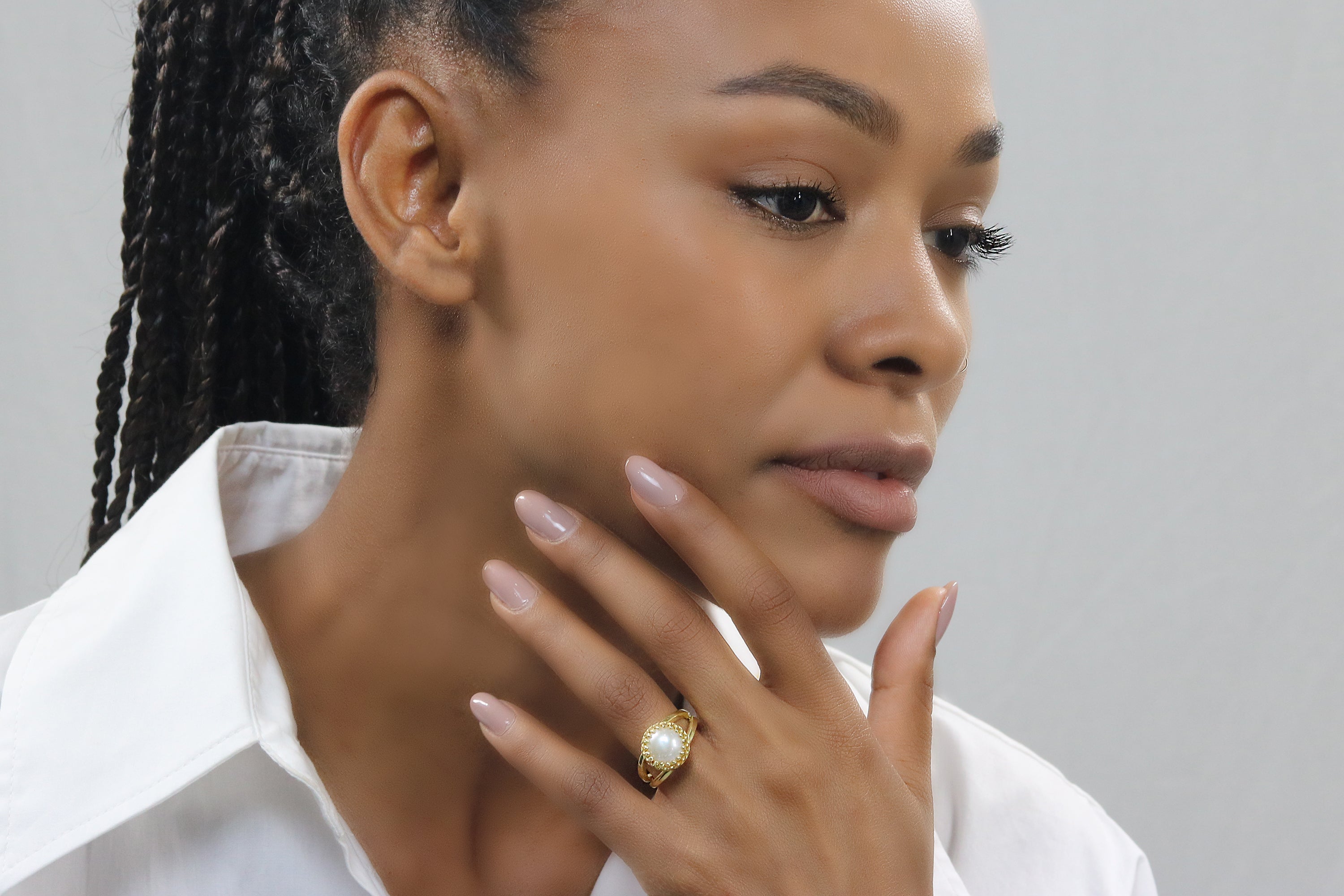 Pearl Ring in 14K Rose Gold-filled Rings Anemone Jewelry
