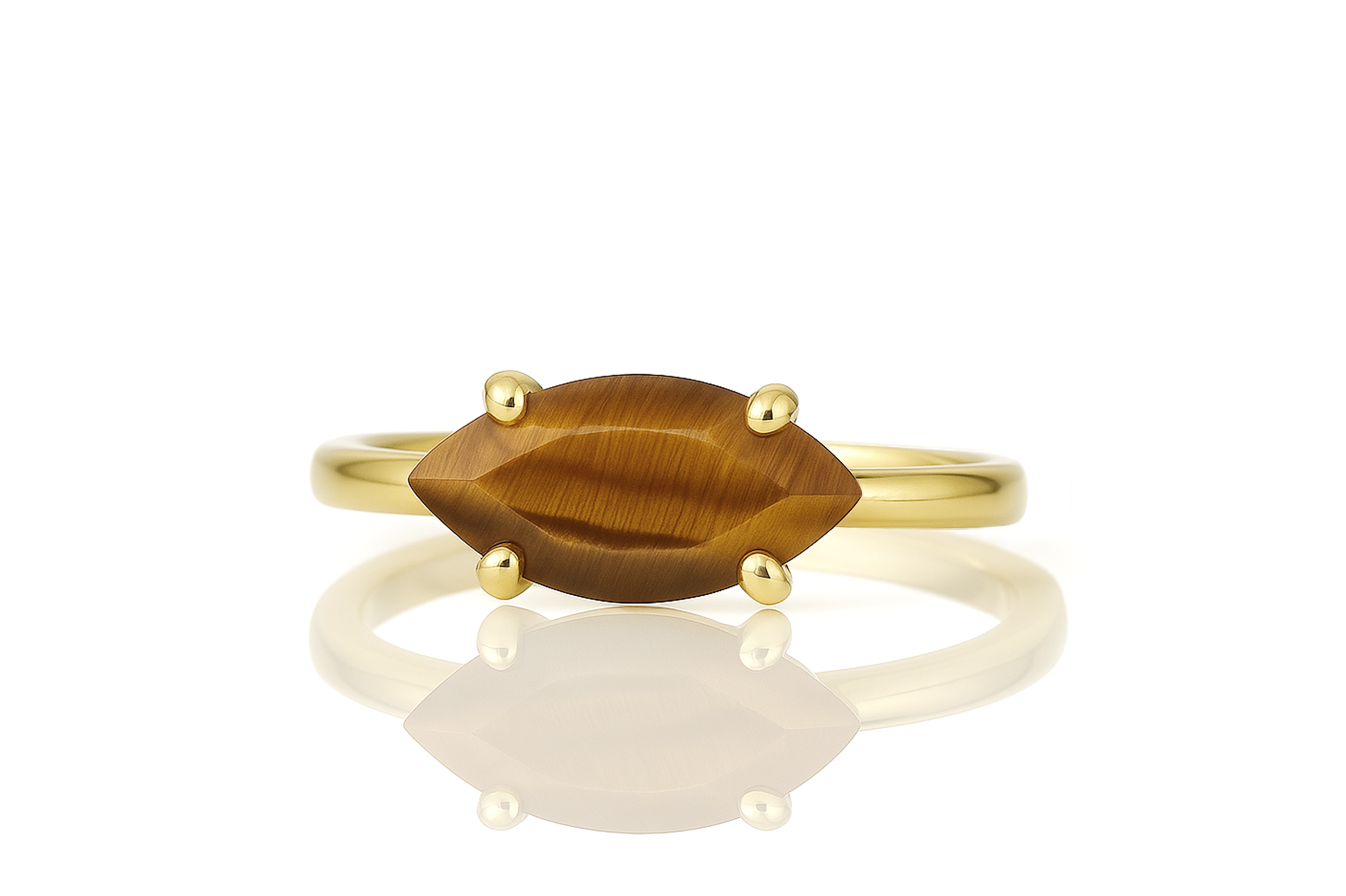 a yellow gold ring with a brown stone
