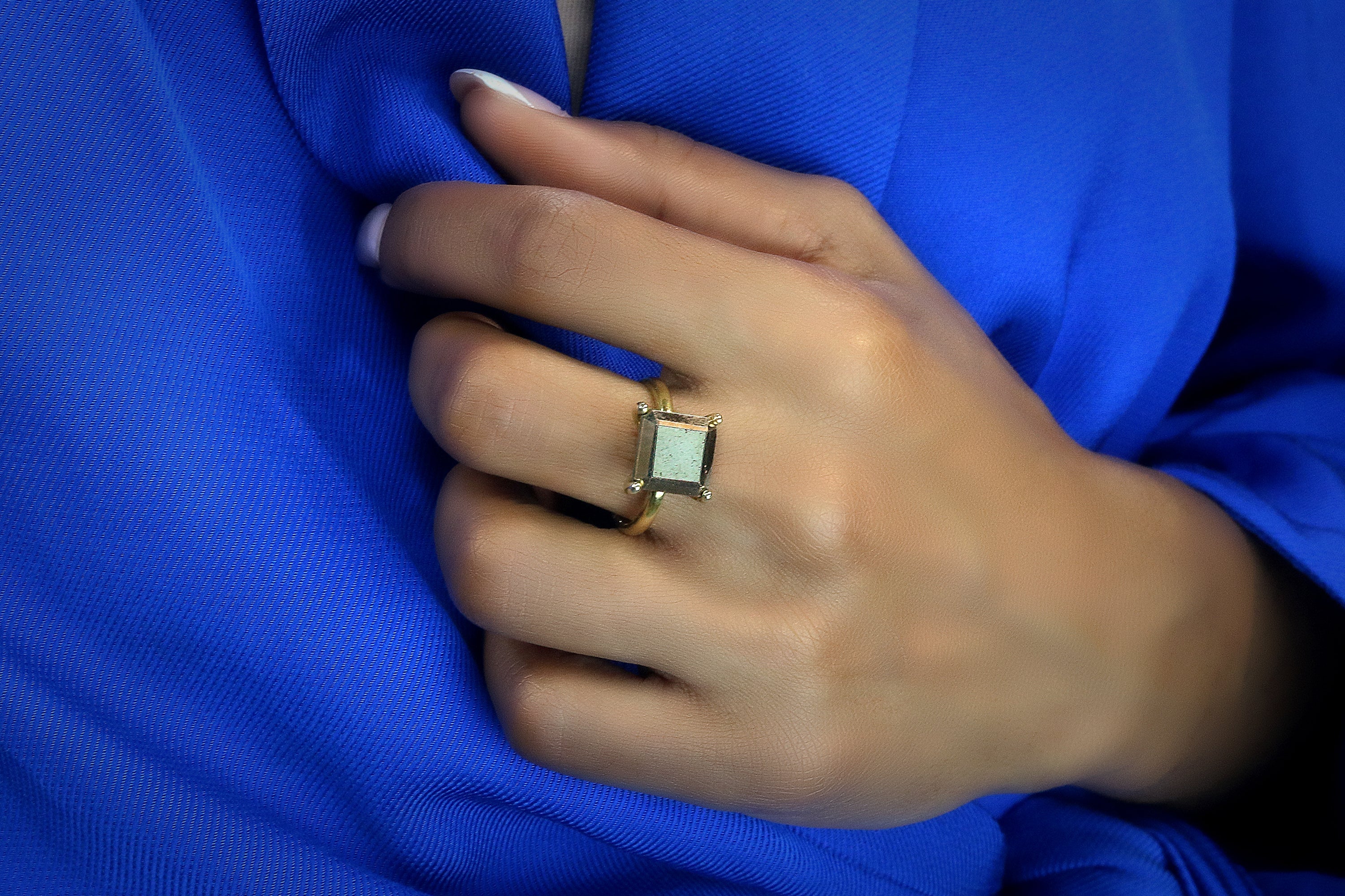 Pyrite Cocktail Ring in Silver Rings Anemone Unique