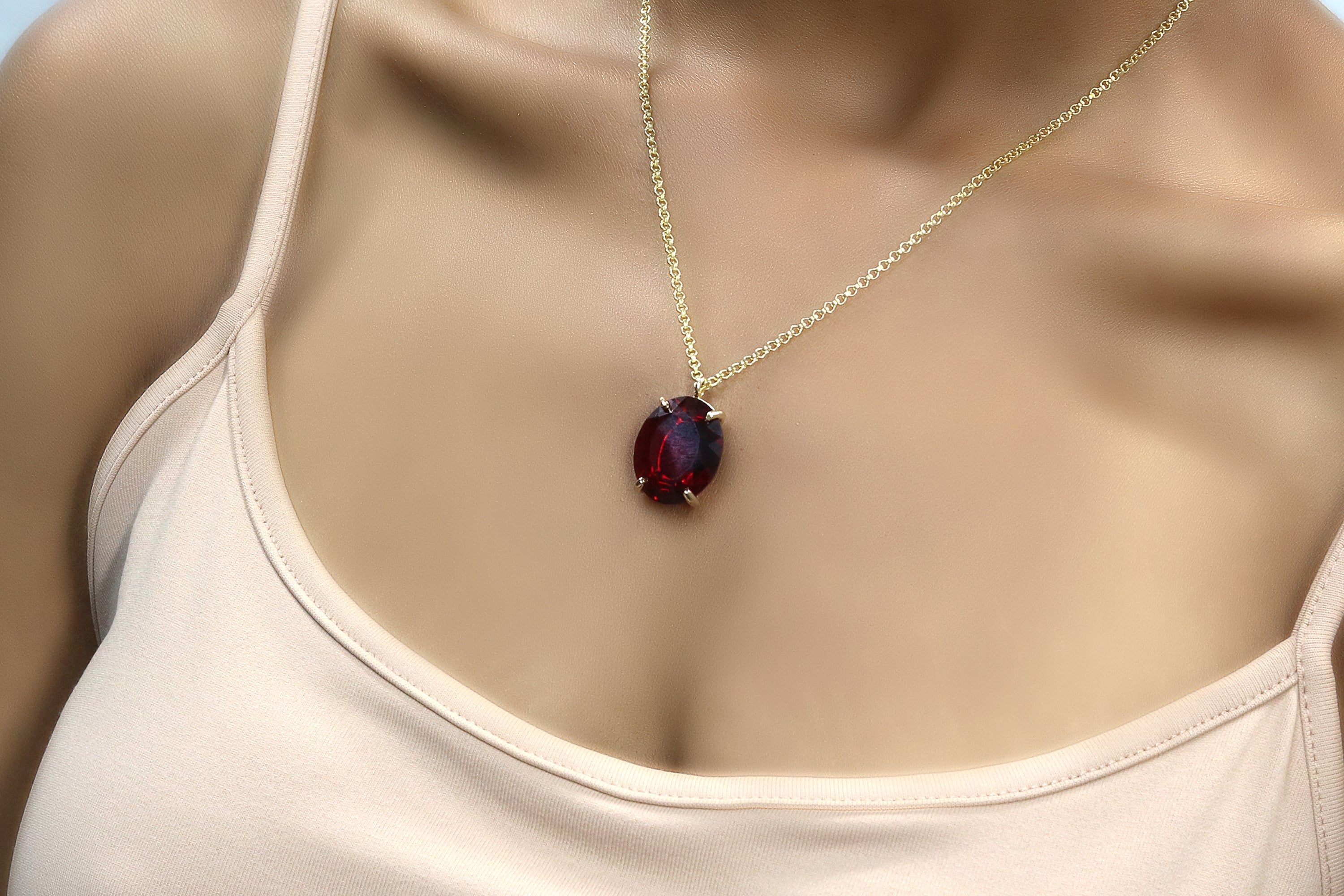 Bold Garnet Necklace in 14k Gold necklaces Anemone Jewelry