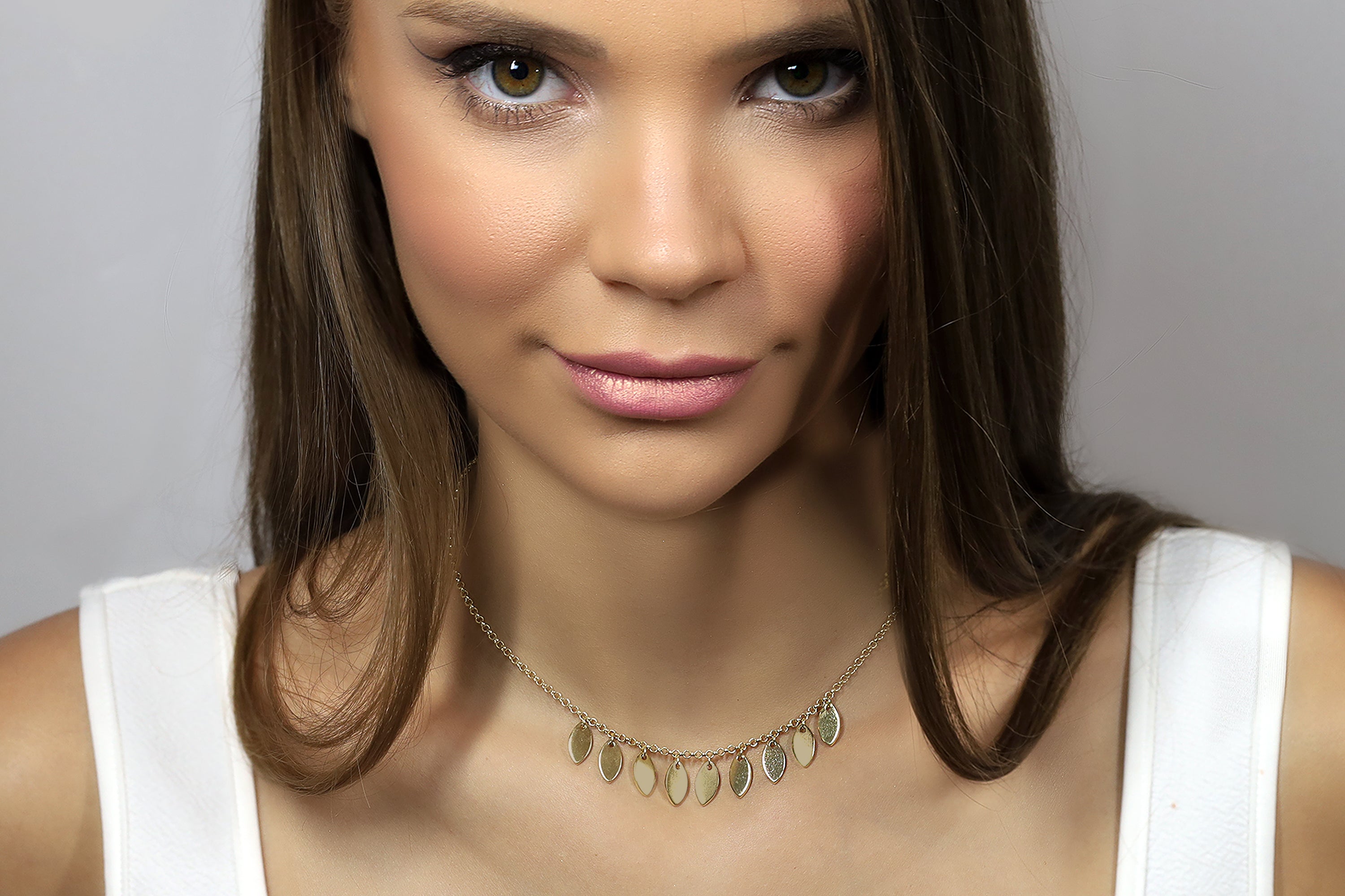 Gold Geometric Marquise Cut Charms Necklace necklaces Anemone Jewelry