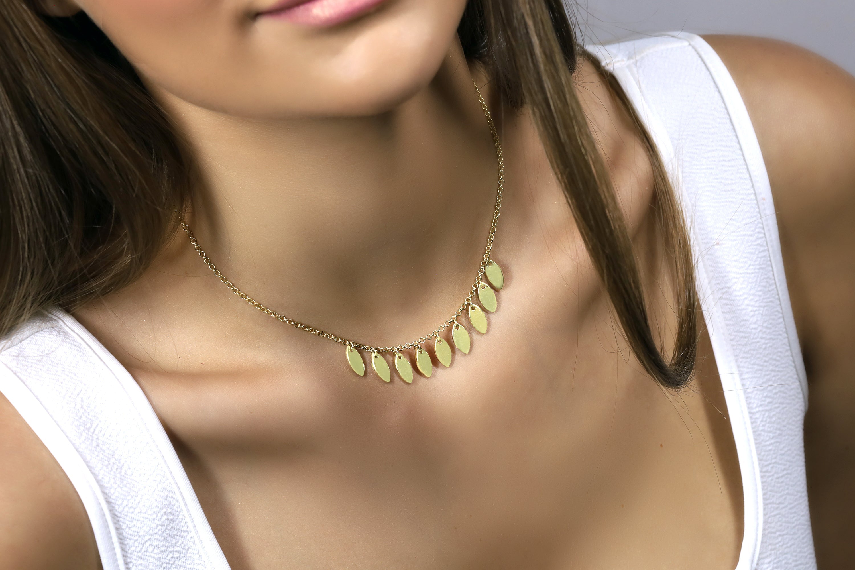 Gold Geometric Marquise Cut Charms Necklace necklaces Anemone Jewelry