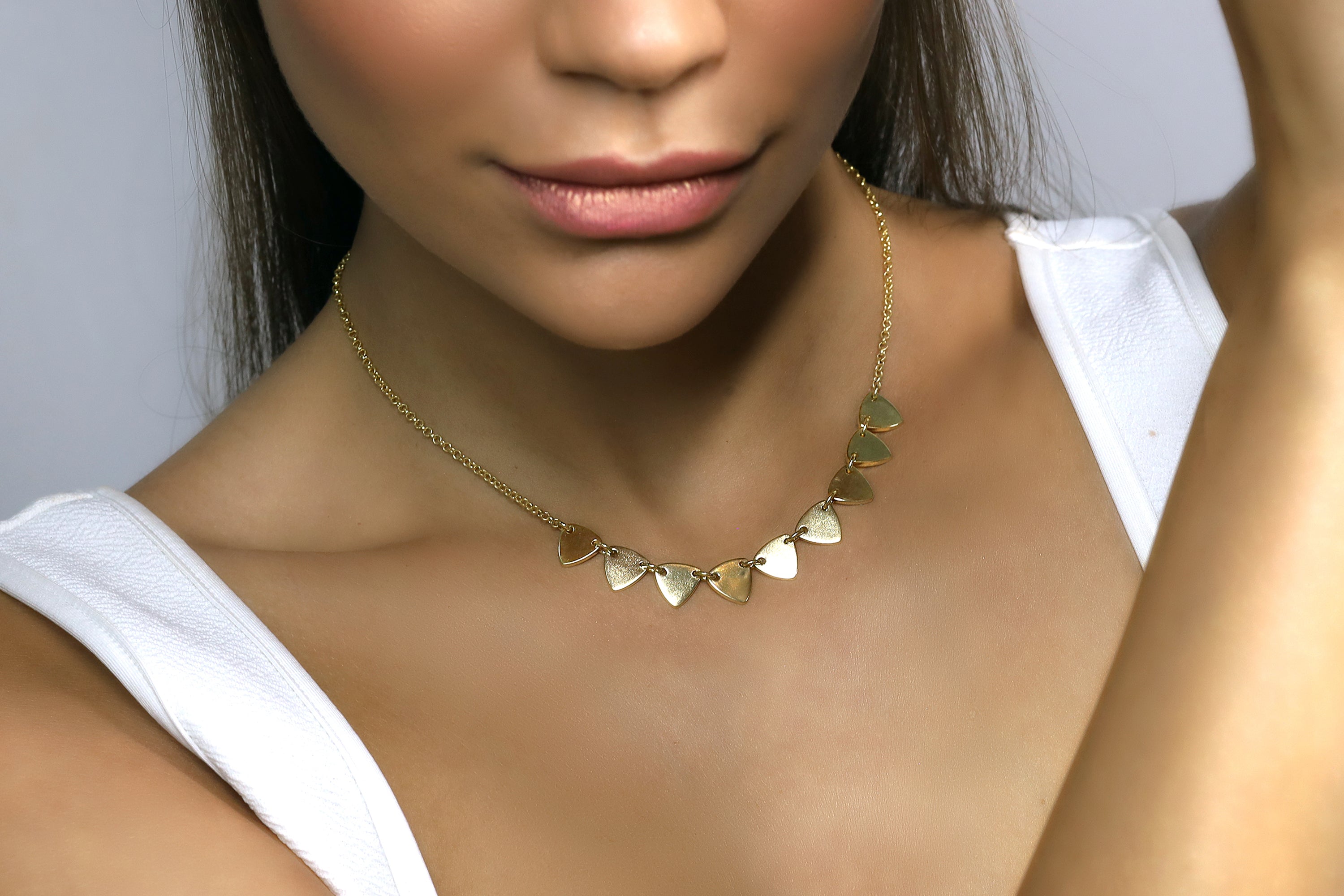 Geometric Trillion Shape Charms Gold Necklace necklaces Anemone Jewelry